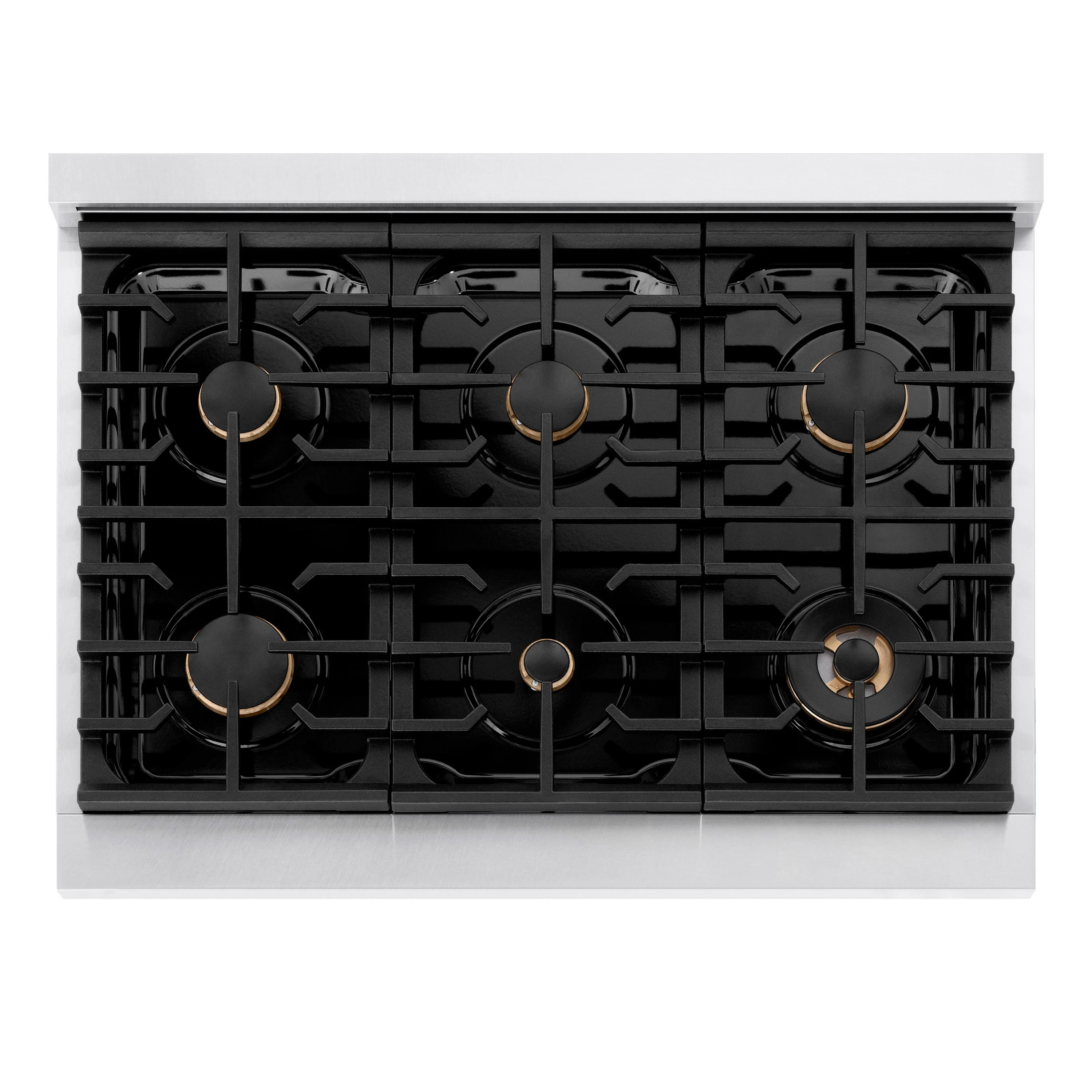 ZLINE Autograph Edition 36 in. 5.2 cu. ft. Paramount Gas Range with 6 Burner Cooktop and Convection Gas Oven in Satin Stainless Steel with White Matte Door and Polished Gold Accents (SGRSZ-WM-36-G) - Image 10