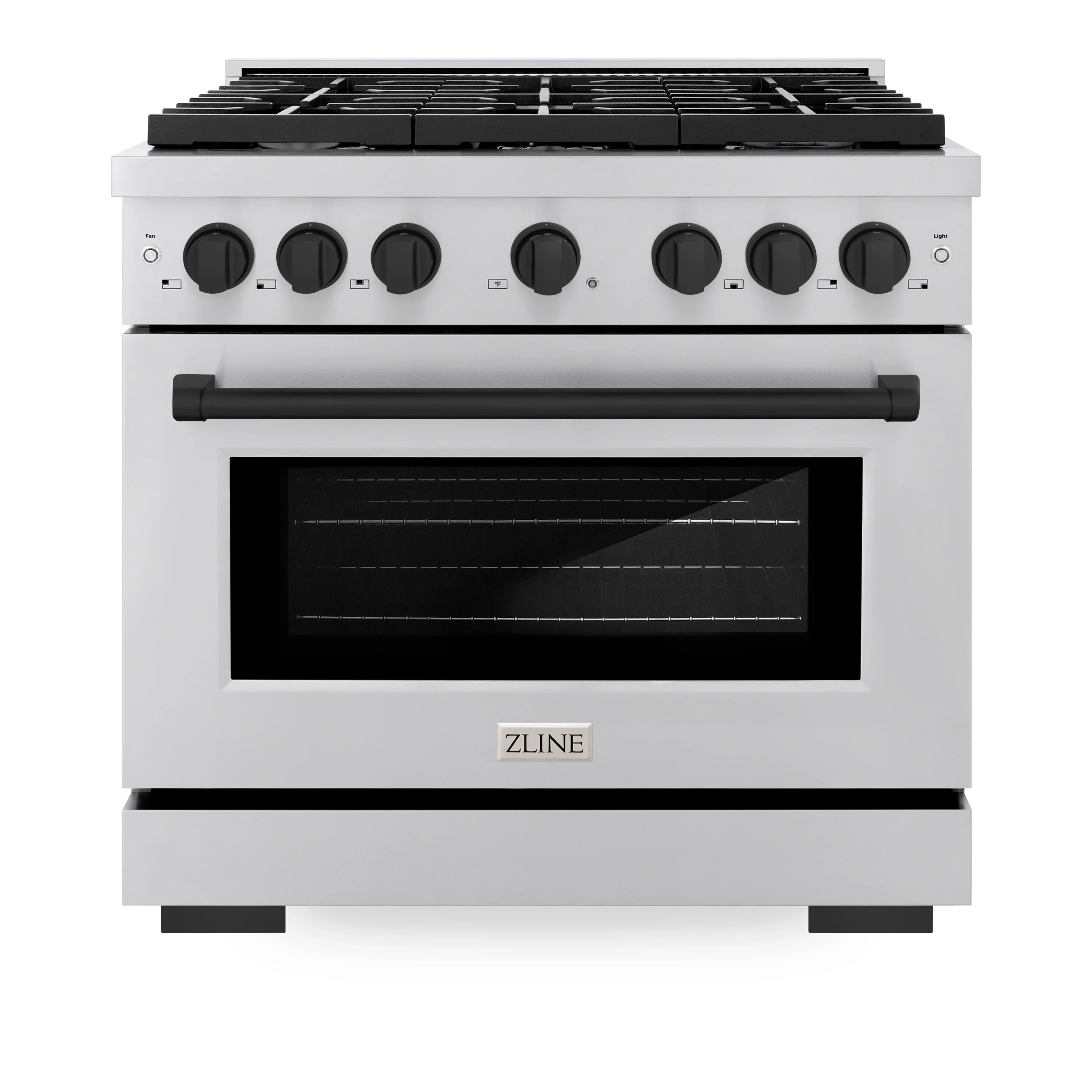 ZLINE Autograph Edition 36 in. 5.2 cu. ft. Paramount Gas Range with 6 Burner Cooktop and Convection Gas Oven in Stainless Steel and Matte Black Accents (SGRZ-36-MB) - Image 2