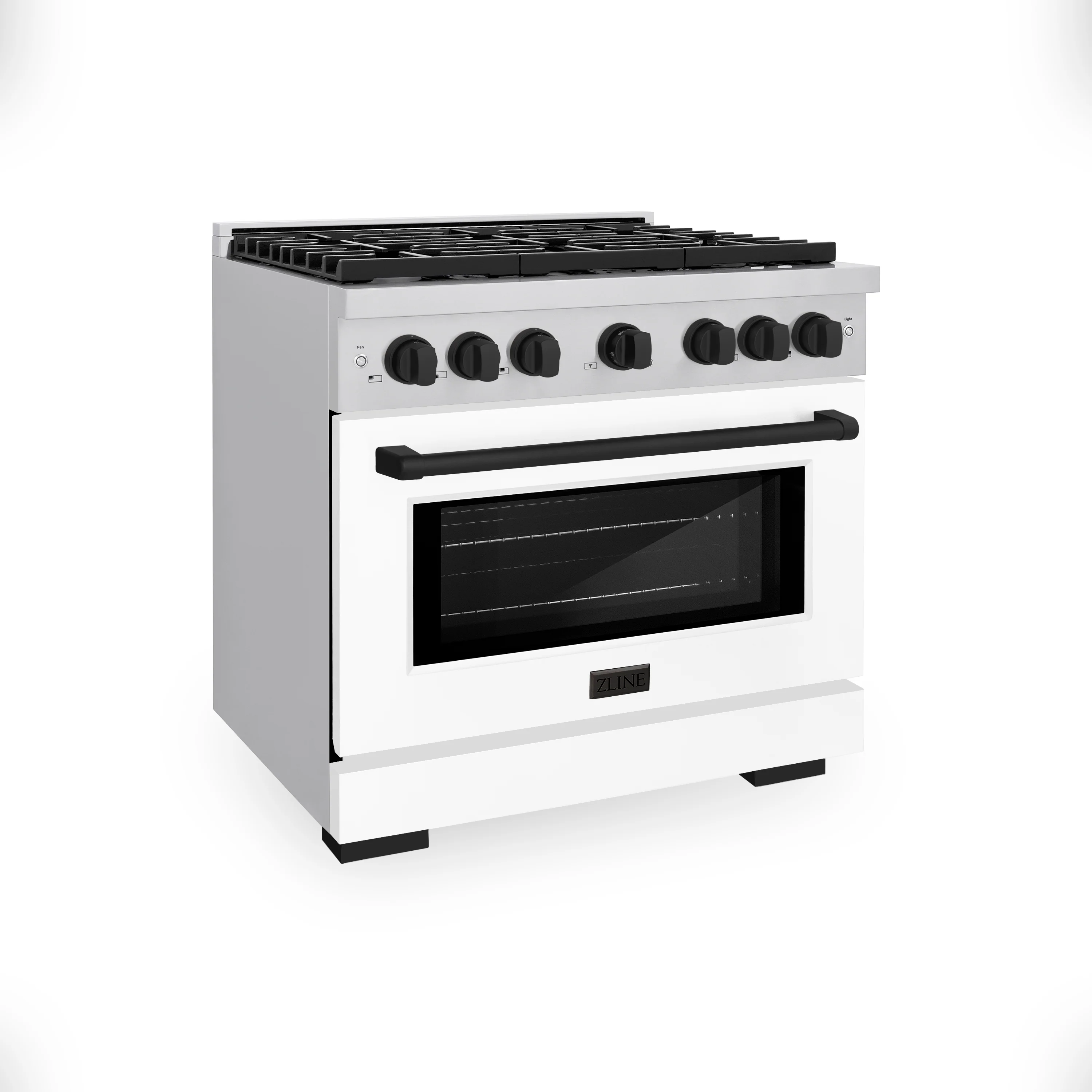 ZLINE Autograph Edition 36 in. 5.2 cu. ft. Paramount Gas Range with 6 Burner Cooktop and Convection Gas Oven in Stainless Steel with White Matte Door and Matte Black Accents (SGRZ-WM-36-MB) - Image 4
