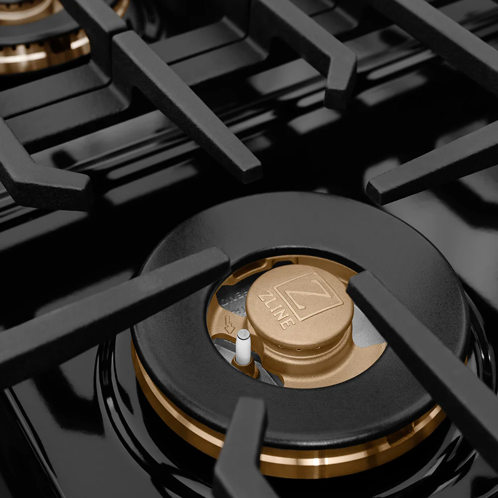 ZLINE Autograph Edition 36 in. Paramount Gas Rangetop with 6 Burner DuoPro™ Cooktop in Satin Stainless Steel and Polished Gold Accents (PSRTSZ-36-G) - Image 4