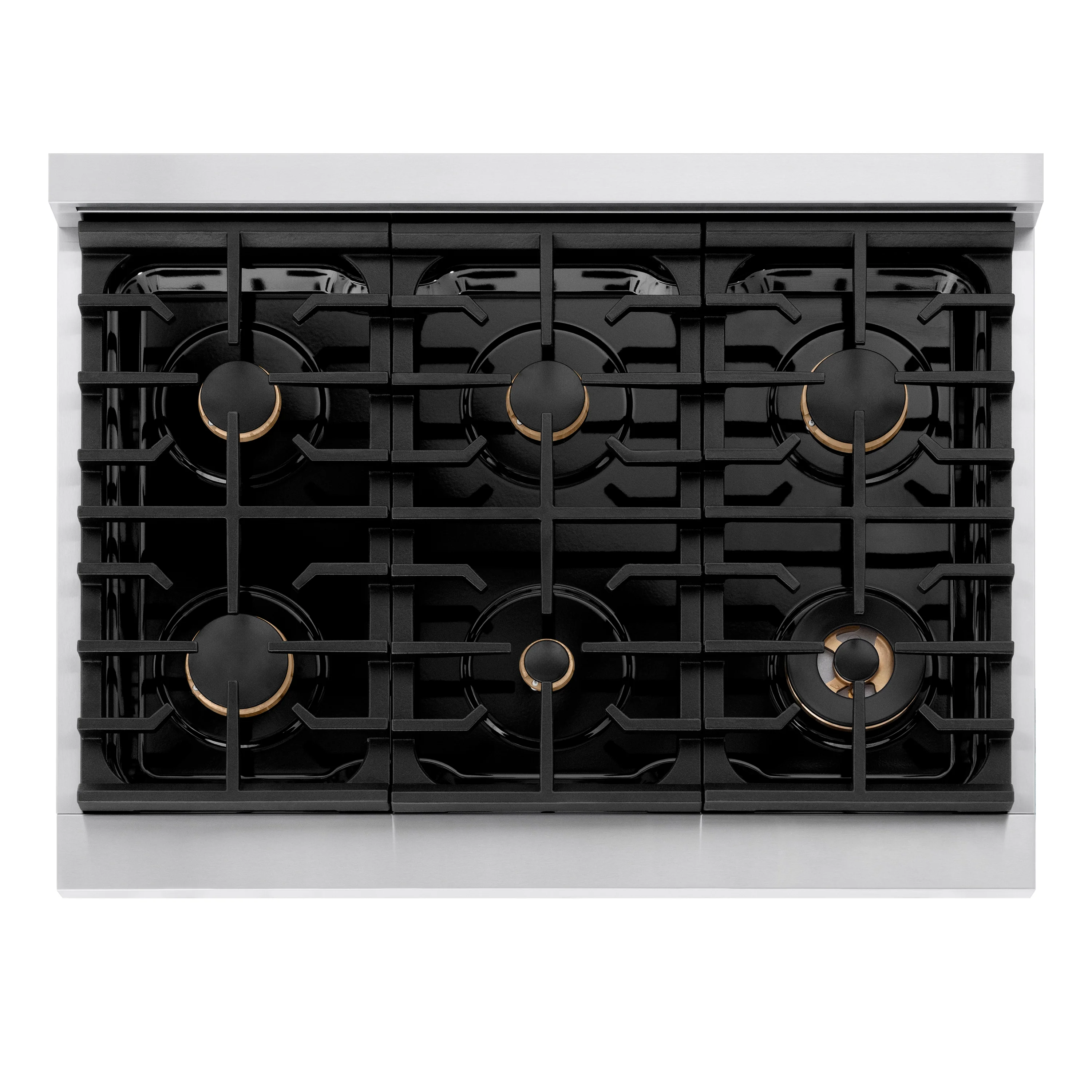 ZLINE 36 in. Autograph Edition Paramount Gas Rangetop with 6 Burners and Porcelain Cooktop in Stainless Steel with Matte Black Accents (SRTZ-36-MB) - Image 3