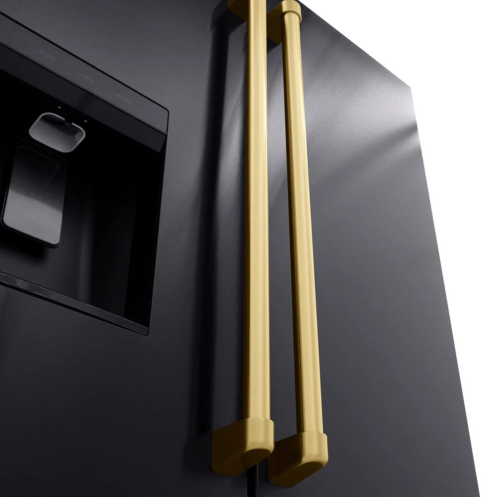 ZLINE Autograph Edition 36 in. 28.9 cu. ft. Standard-Depth French Door External Water Dispenser Refrigerator with Dual Ice Maker in Fingerprint-Resistant Black Stainless Steel and Champagne Bronze Traditional Handles (RSMZ-W-36-BS-CB) - Image 11