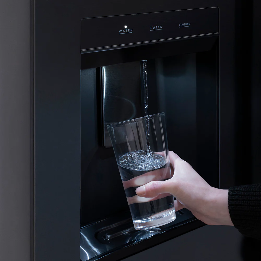 ZLINE Autograph Edition 36 in. 28.9 cu. ft. Standard-Depth French Door External Water Dispenser Refrigerator with Dual Ice Maker in Fingerprint-Resistant Black Stainless Steel and Champagne Bronze Traditional Handles (RSMZ-W-36-BS-CB) - Image 8