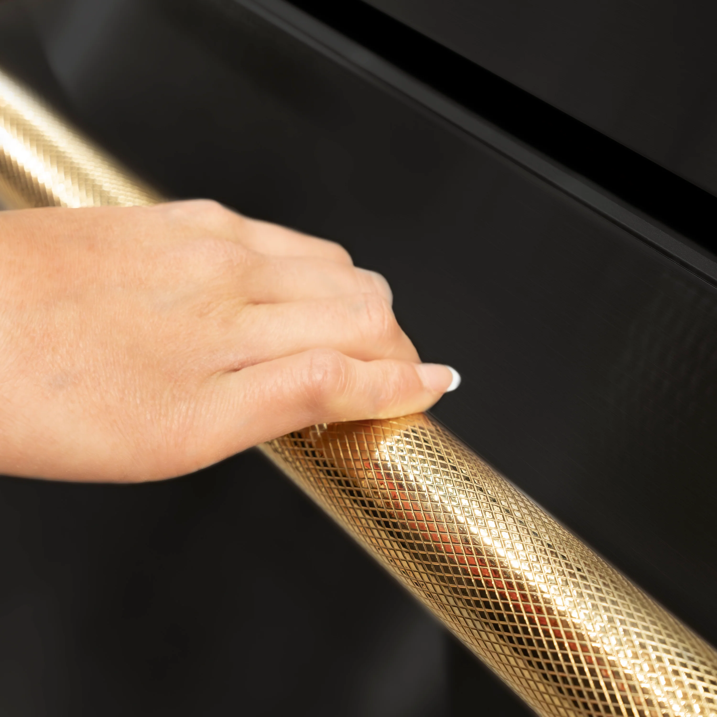 ZLINE Autograph Edition 36 in. 28.9 cu. ft. Standard-Depth French Door External Water Dispenser Refrigerator with Dual Ice Maker in Fingerprint-Resistant Black Stainless Steel and Polished Gold Helix Handles (RSMZ-W-36-BS-KG) - Image 12