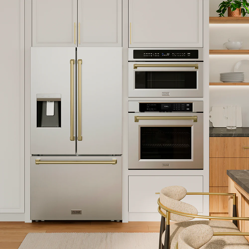 ZLINE Autograph Edition 36 in. 28.9 cu. ft. Standard-Depth French Door External Water Dispenser Refrigerator with Dual Ice Maker in Fingerprint-Resistant Stainless Steel and Champagne Bronze Traditional Handles (RSMZ-W-36-CB) - Image 15