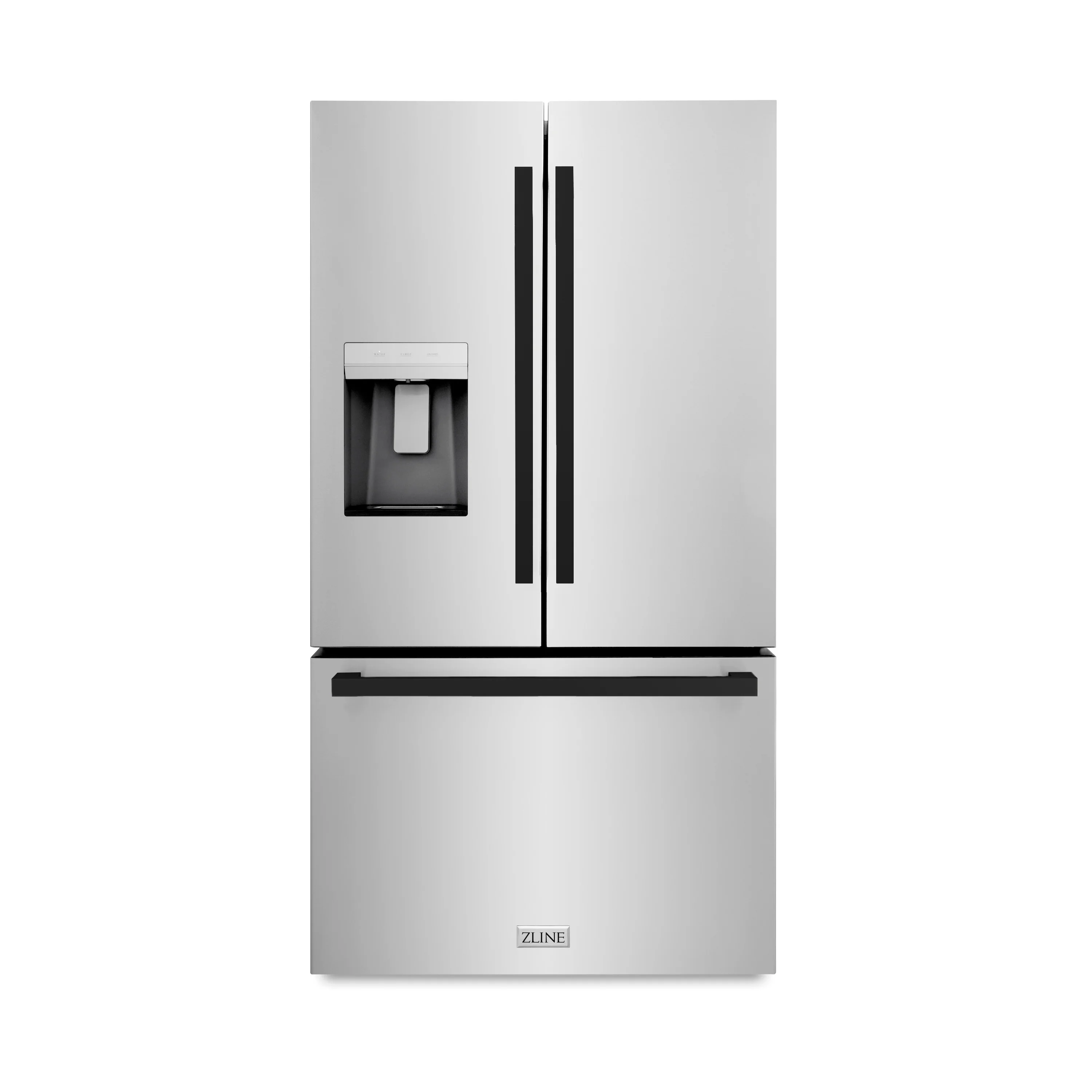 ZLINE Autograph Edition 36 in. 28.9 cu. ft. Standard-Depth French Door External Water Dispenser Refrigerator with Dual Ice Maker in Fingerprint-Resistant Stainless Steel and Matte Black Modern Handles (RSMZ-W-36-FMB) - Image 3