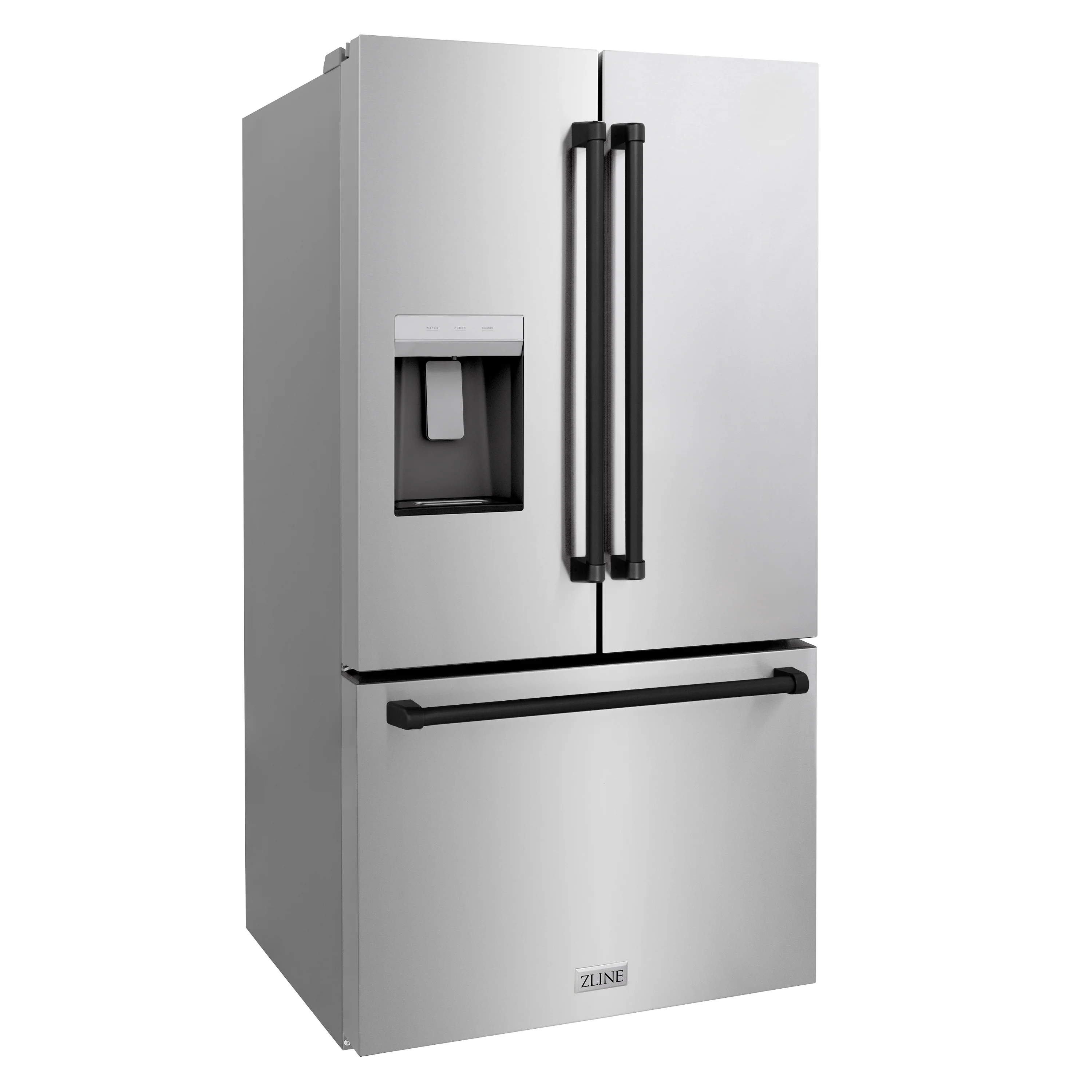 ZLINE Autograph Edition 36 in. 28.9 cu. ft. Standard-Depth French Door External Water Dispenser Refrigerator with Dual Ice Maker in Fingerprint-Resistant Stainless Steel and Matte Black Traditional Handles (RSMZ-W-36-MB) - Image 6