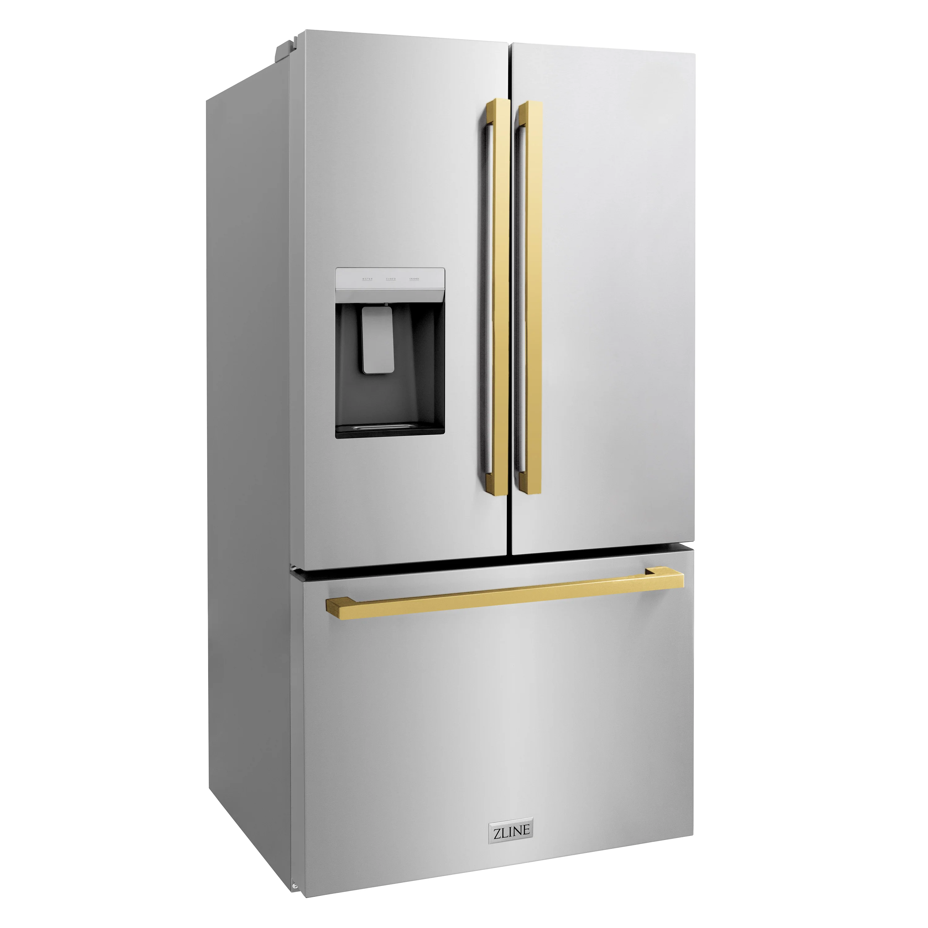 ZLINE Autograph Edition 36 in. 28.9 cu. ft. Standard-Depth French Door External Water Dispenser Refrigerator with Dual Ice Maker in Fingerprint-Resistant Stainless Steel and Polished Gold Modern Handles (RSMZ-W-36-FG) - Image 6