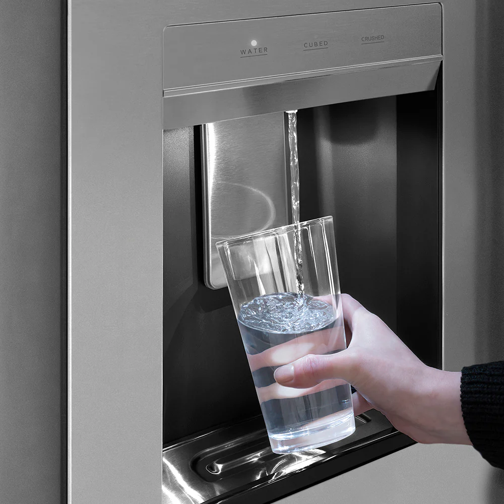 ZLINE Autograph Edition 36 in. 28.9 cu. ft. Standard-Depth French Door External Water Dispenser Refrigerator with Dual Ice Maker in Fingerprint-Resistant Stainless Steel and Polished Gold Traditional Handles (RSMZ-W-36-G) - Image 11