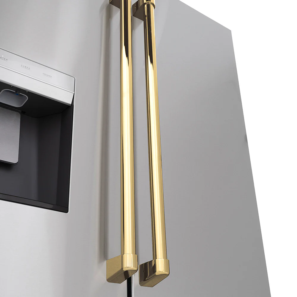 ZLINE Autograph Edition 36 in. 28.9 cu. ft. Standard-Depth French Door External Water Dispenser Refrigerator with Dual Ice Maker in Fingerprint-Resistant Stainless Steel and Polished Gold Traditional Handles (RSMZ-W-36-G) - Image 12