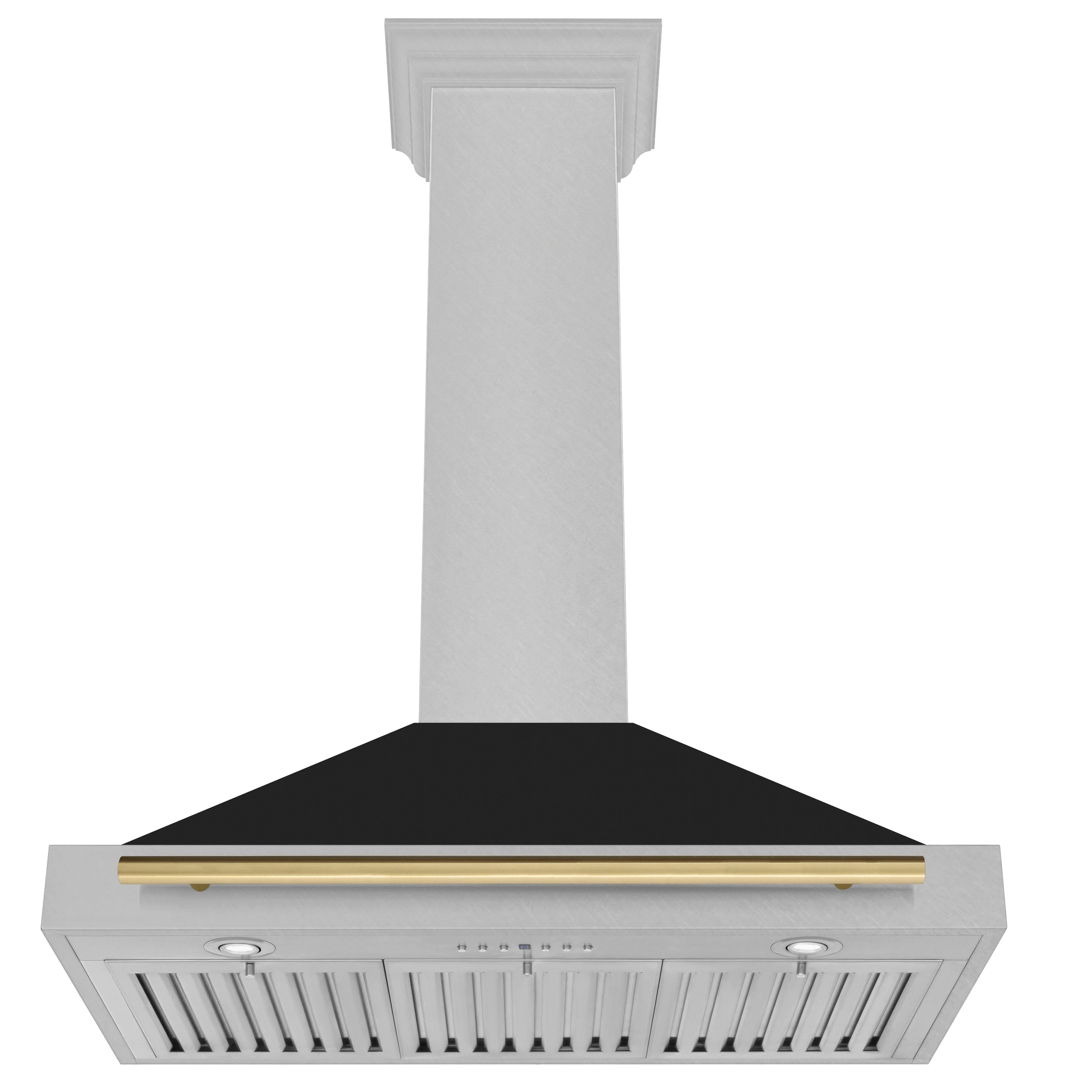 ZLINE Autograph Edition 36 in. Convertible Satin Stainless Steel Wall Mount Range Hood with Black Matte Shell and Champagne Bronze Handle (KB4SNZ-BLM36-CB) - Image 6