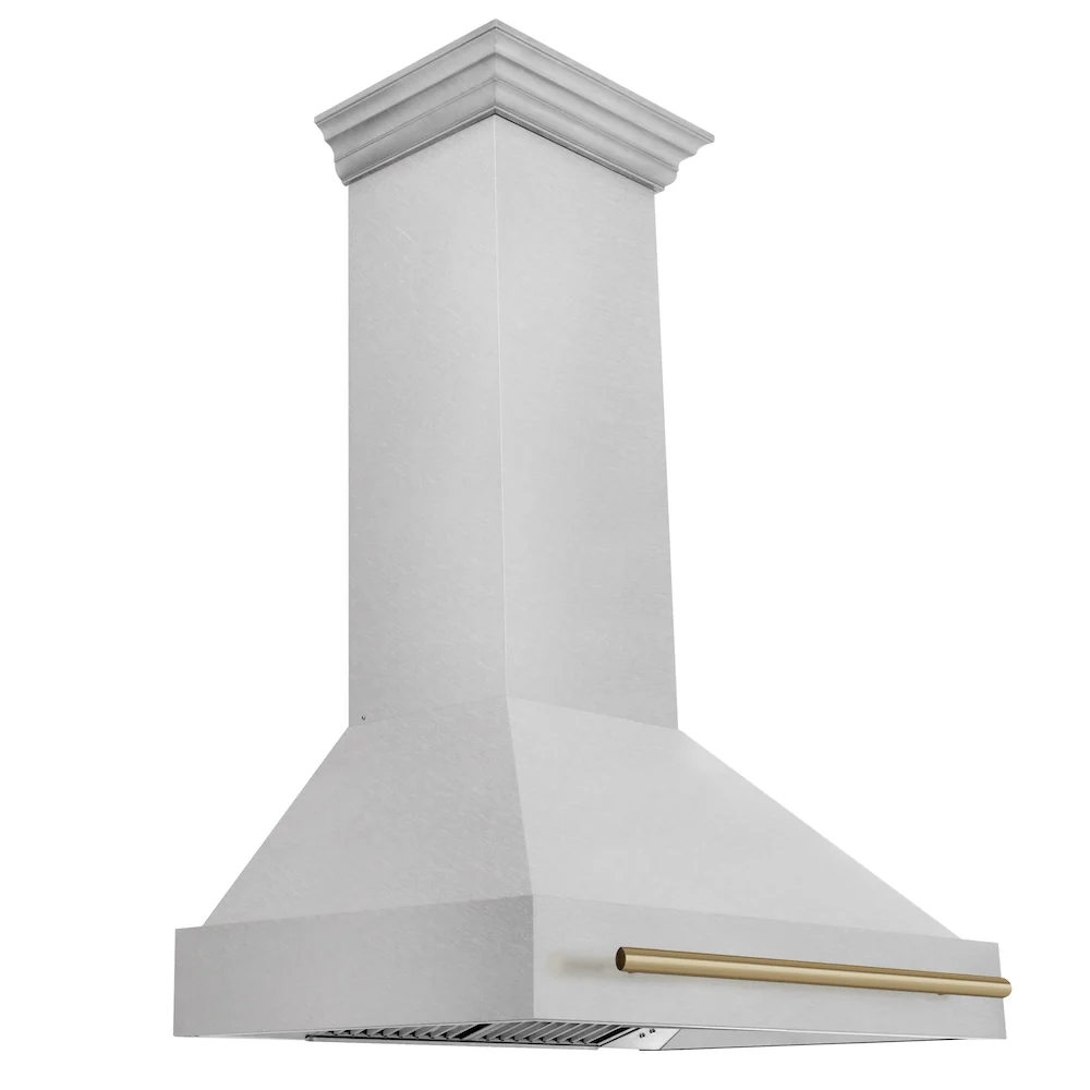 ZLINE Autograph Edition 36" Fingerprint Resistant Stainless Steel Range Hood with Champagne Bronze Handle (8654SNZ-36-CB) - Image 3