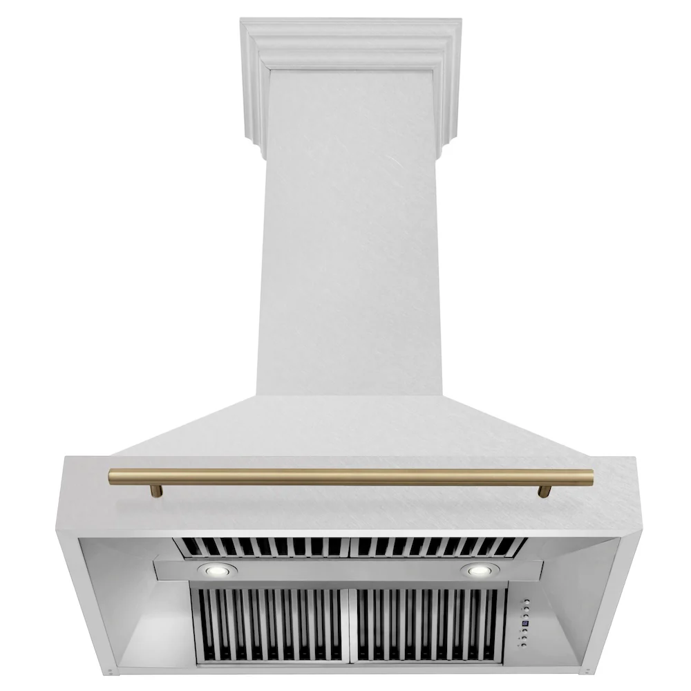 ZLINE Autograph Edition 36" Fingerprint Resistant Stainless Steel Range Hood with Champagne Bronze Handle (8654SNZ-36-CB) - Image 5
