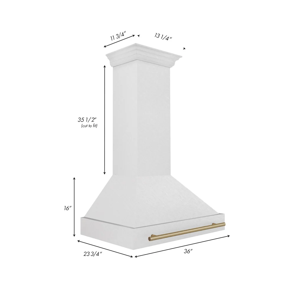 ZLINE Autograph Edition 36" Fingerprint Resistant Stainless Steel Range Hood with Champagne Bronze Handle (8654SNZ-36-CB) - Image 7