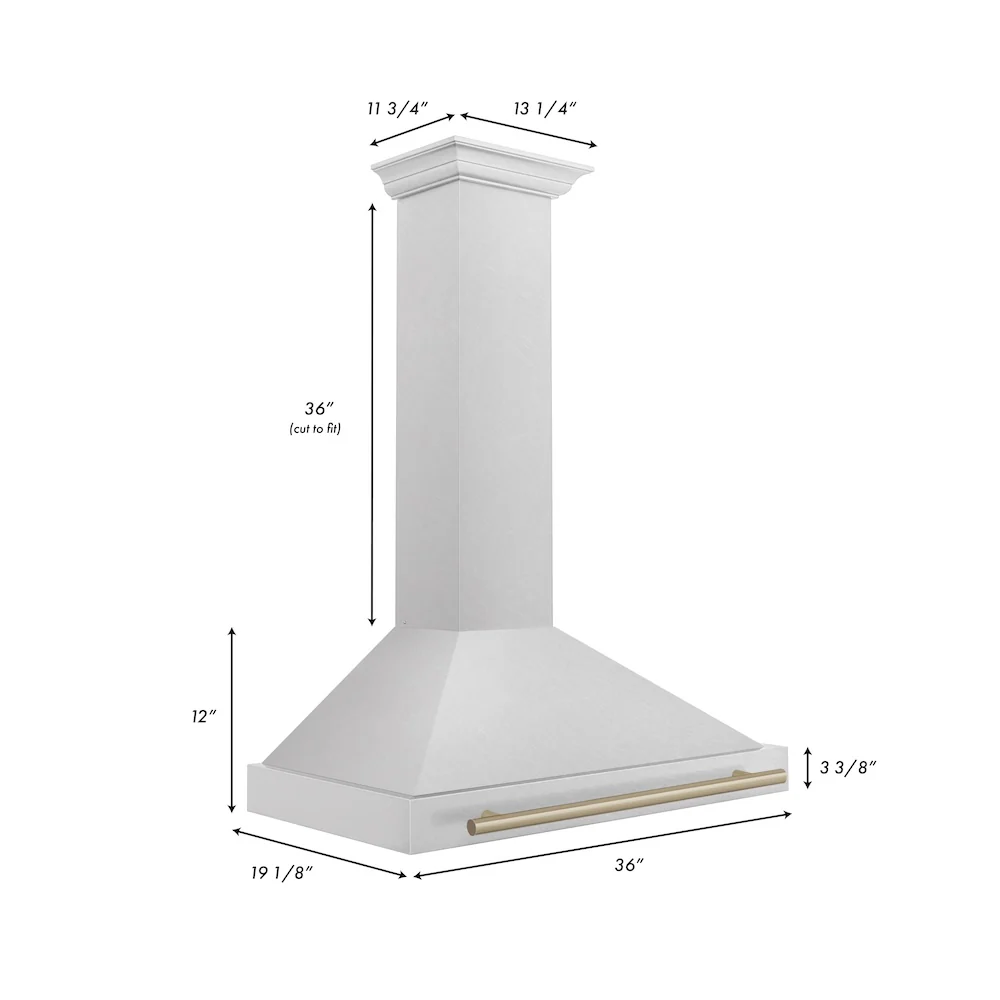 ZLINE 36 in. Autograph Edition Convertible Fingerprint Resistant Satin Stainless Steel Range Hood with Champagne Bronze Handle (KB4SNZ-36-CB) - Image 6