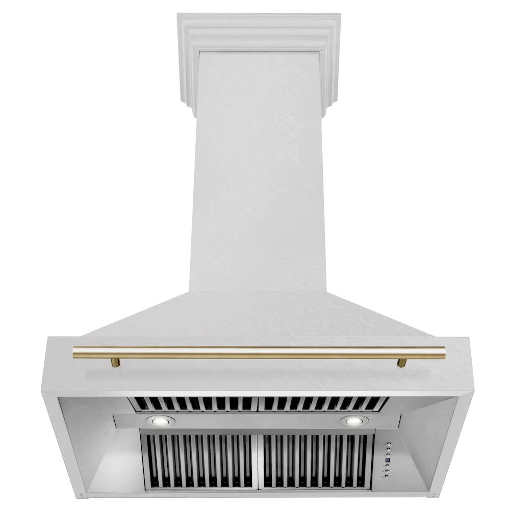 ZLINE Autograph Edition 36" Fingerprint Resistant Stainless Steel Range Hood with Polished Gold Handle (8654SNZ-36-G) - Image 3