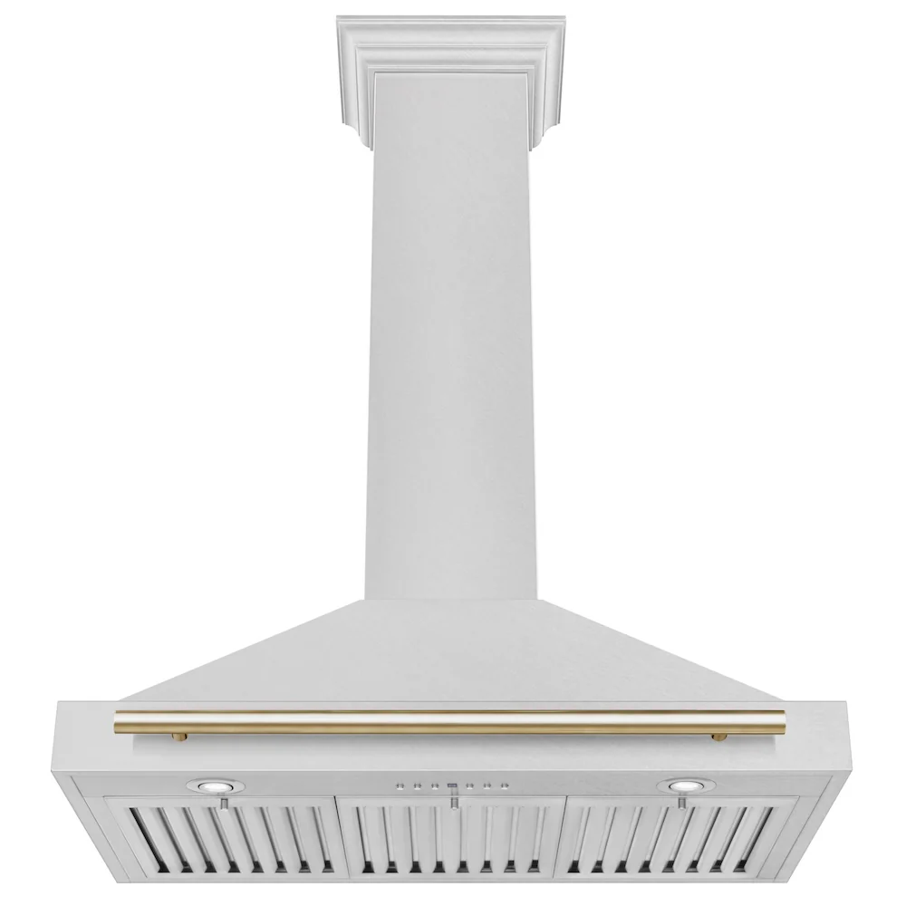 ZLINE 36 in. Autograph Edition Convertible Fingerprint Resistant Satin Stainless Steel Range Hood with Polished Gold Handle (KB4SNZ-36-G) - Image 5