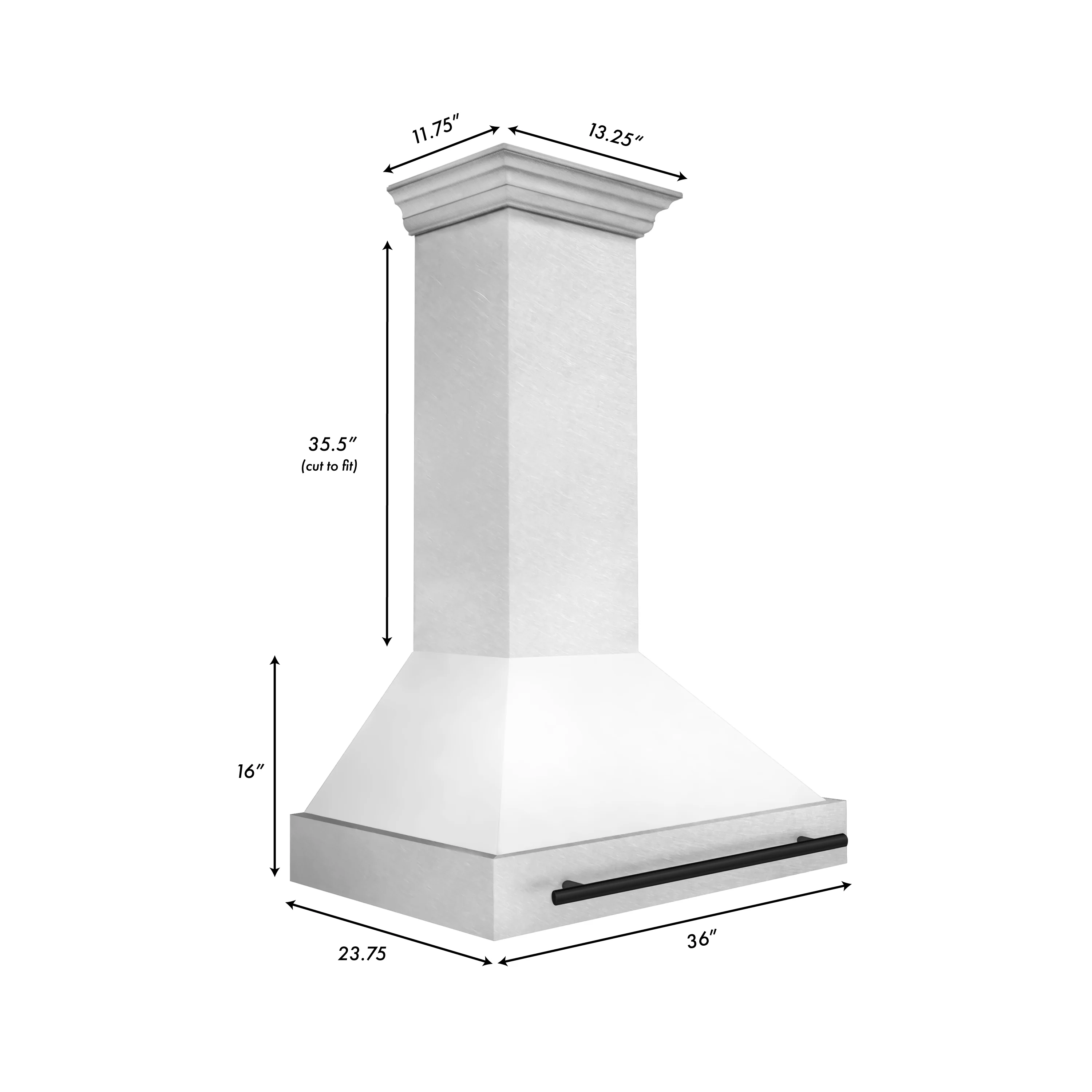 ZLINE Autograph Edition 36 in. Satin Stainless Steel Wall Mount Range Hood with White Matte Shell and Matte Black Handle (8654SNZ-WM36-MB) - Image 10