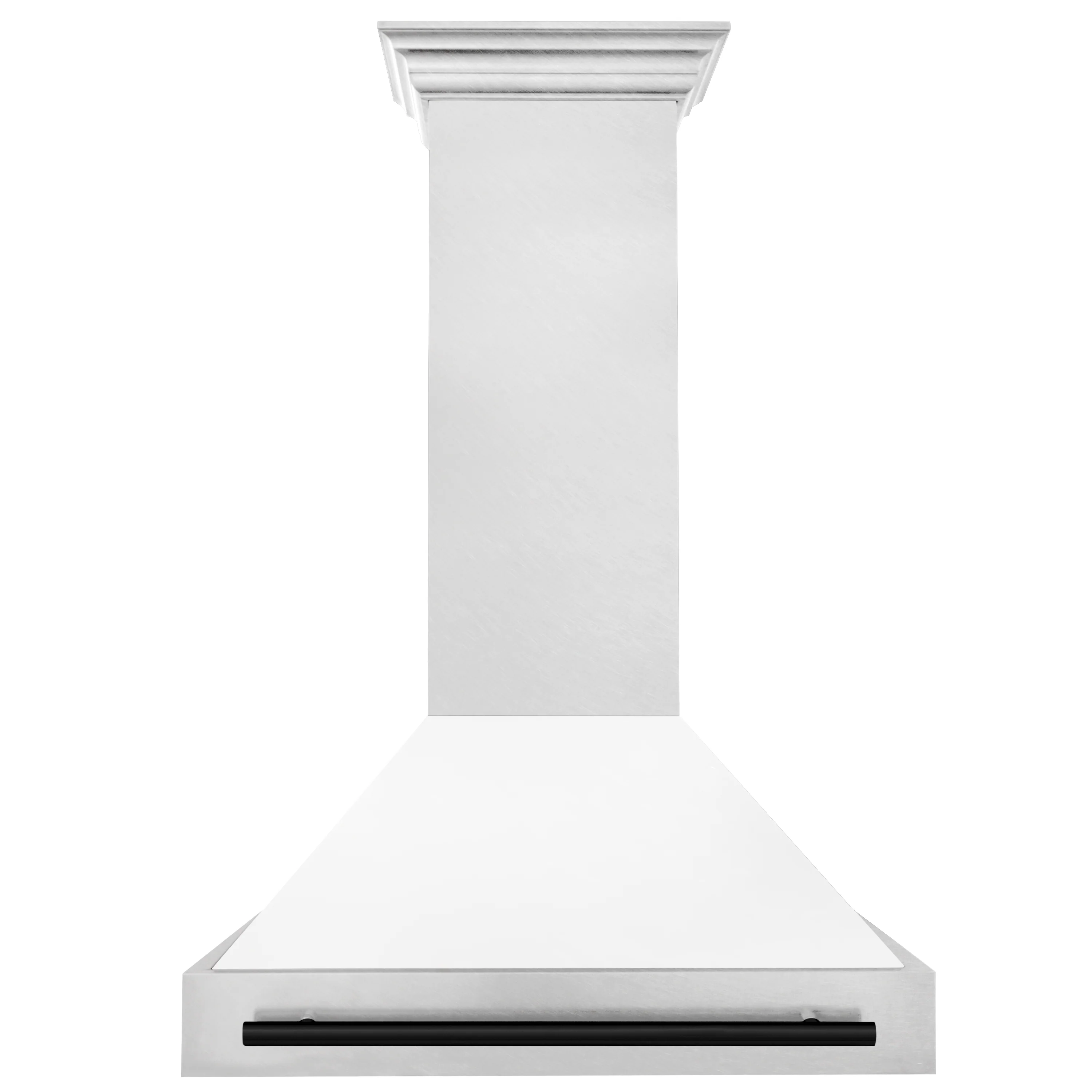 ZLINE Autograph Edition 36 in. Satin Stainless Steel Wall Mount Range Hood with White Matte Shell and Matte Black Handle (8654SNZ-WM36-MB) - Image 3