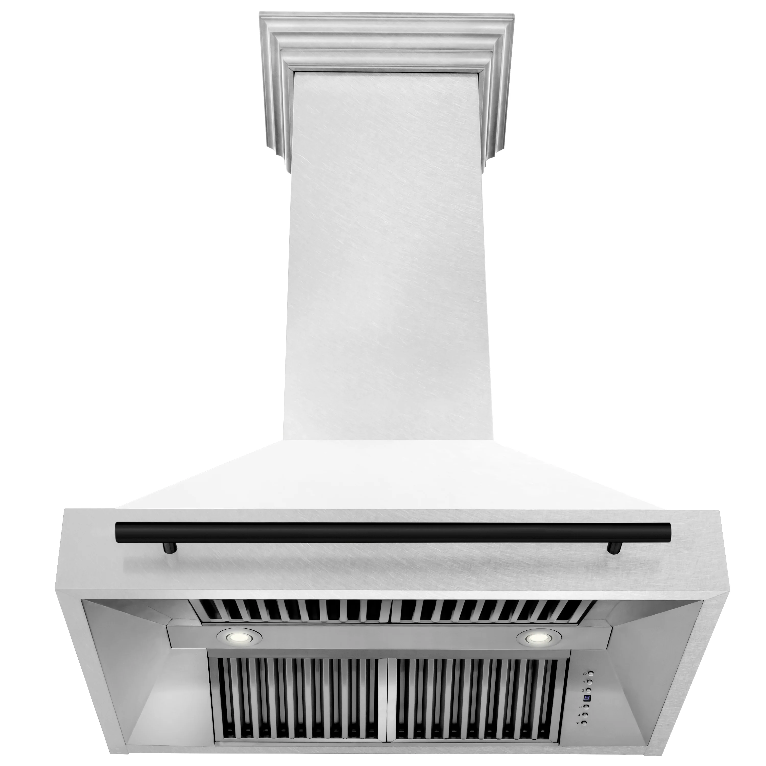 ZLINE Autograph Edition 36 in. Satin Stainless Steel Wall Mount Range Hood with White Matte Shell and Matte Black Handle (8654SNZ-WM36-MB) - Image 4