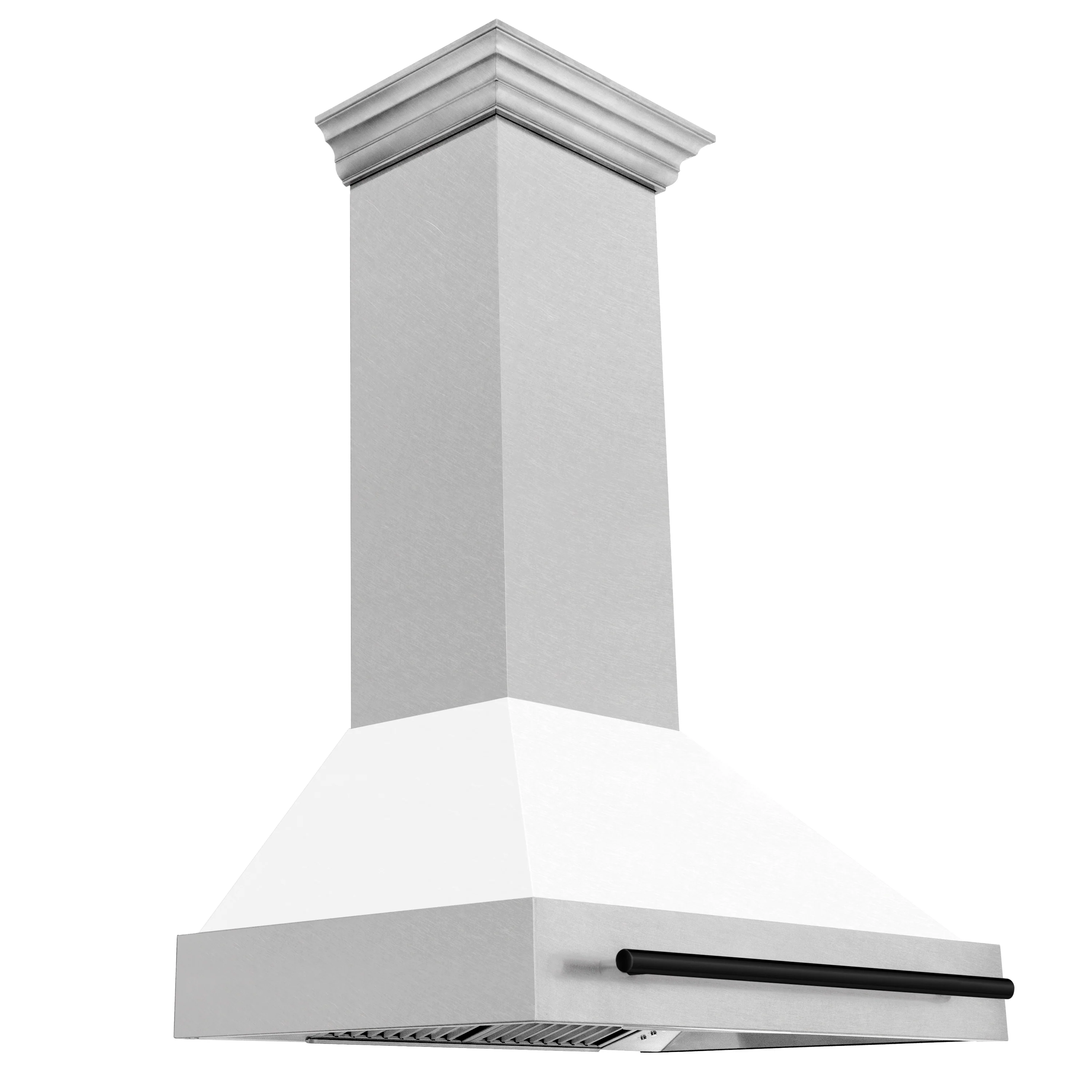 ZLINE Autograph Edition 36 in. Satin Stainless Steel Wall Mount Range Hood with White Matte Shell and Matte Black Handle (8654SNZ-WM36-MB) - Image 5
