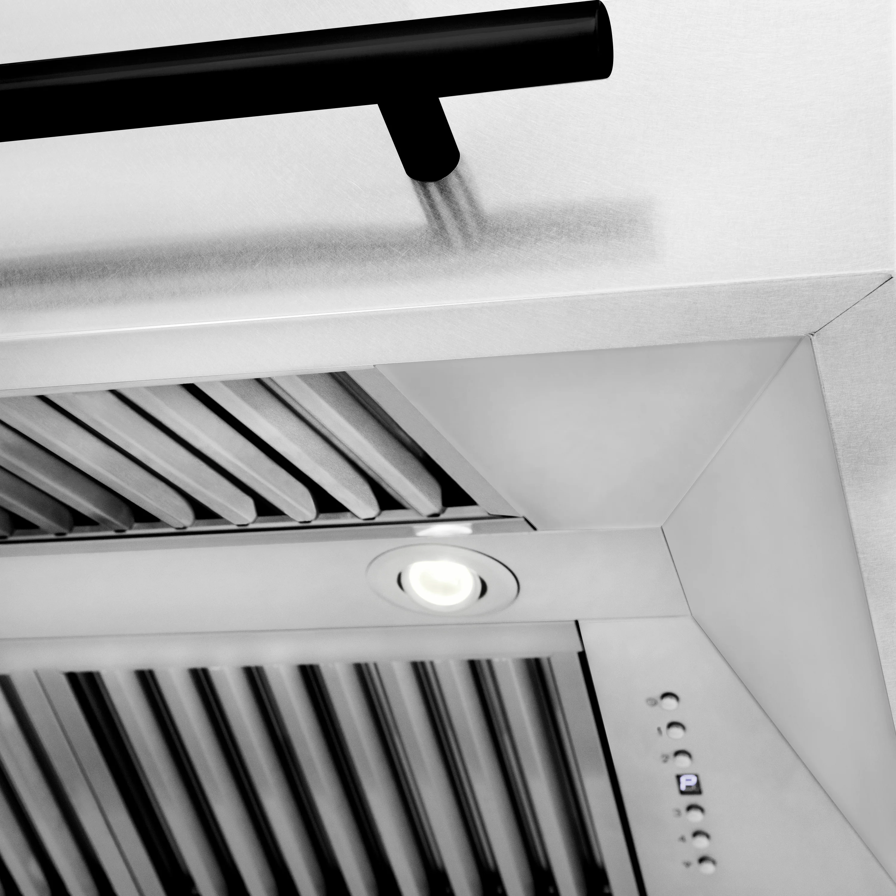 ZLINE Autograph Edition 36 in. Satin Stainless Steel Wall Mount Range Hood with White Matte Shell and Matte Black Handle (8654SNZ-WM36-MB) - Image 6