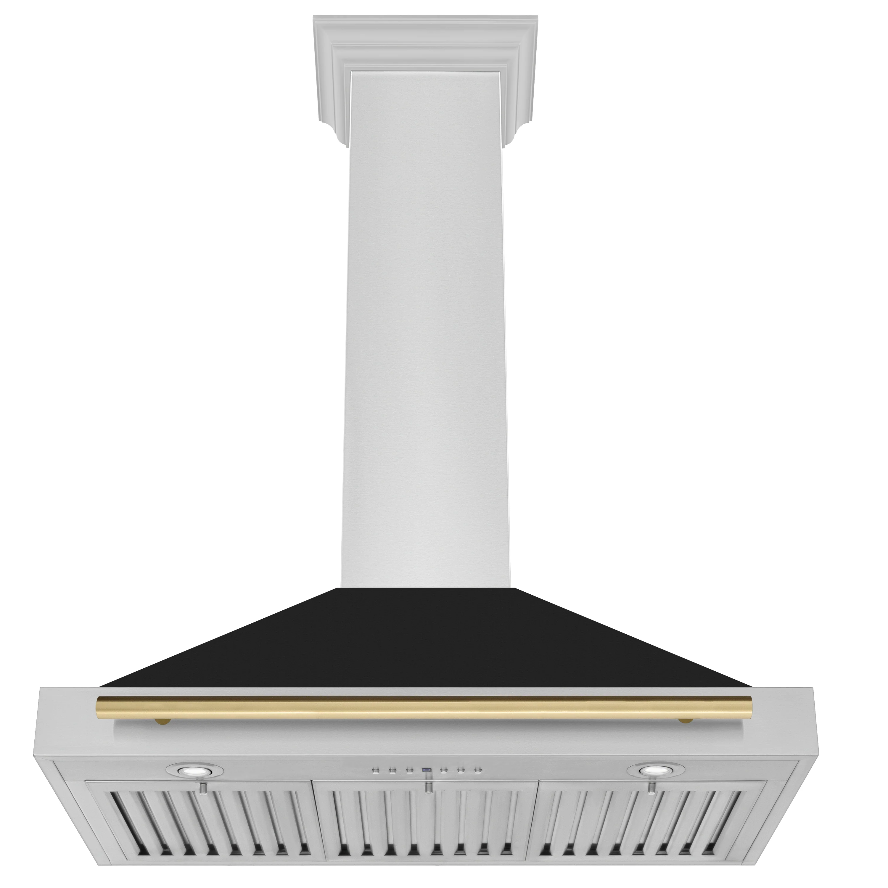 ZLINE 36 in. Autograph Edition Convertible Stainless Steel Range Hood with Black Matte Shell and Champagne Bronze Handle (KB4STZ-BLM36-CB) - Image 4