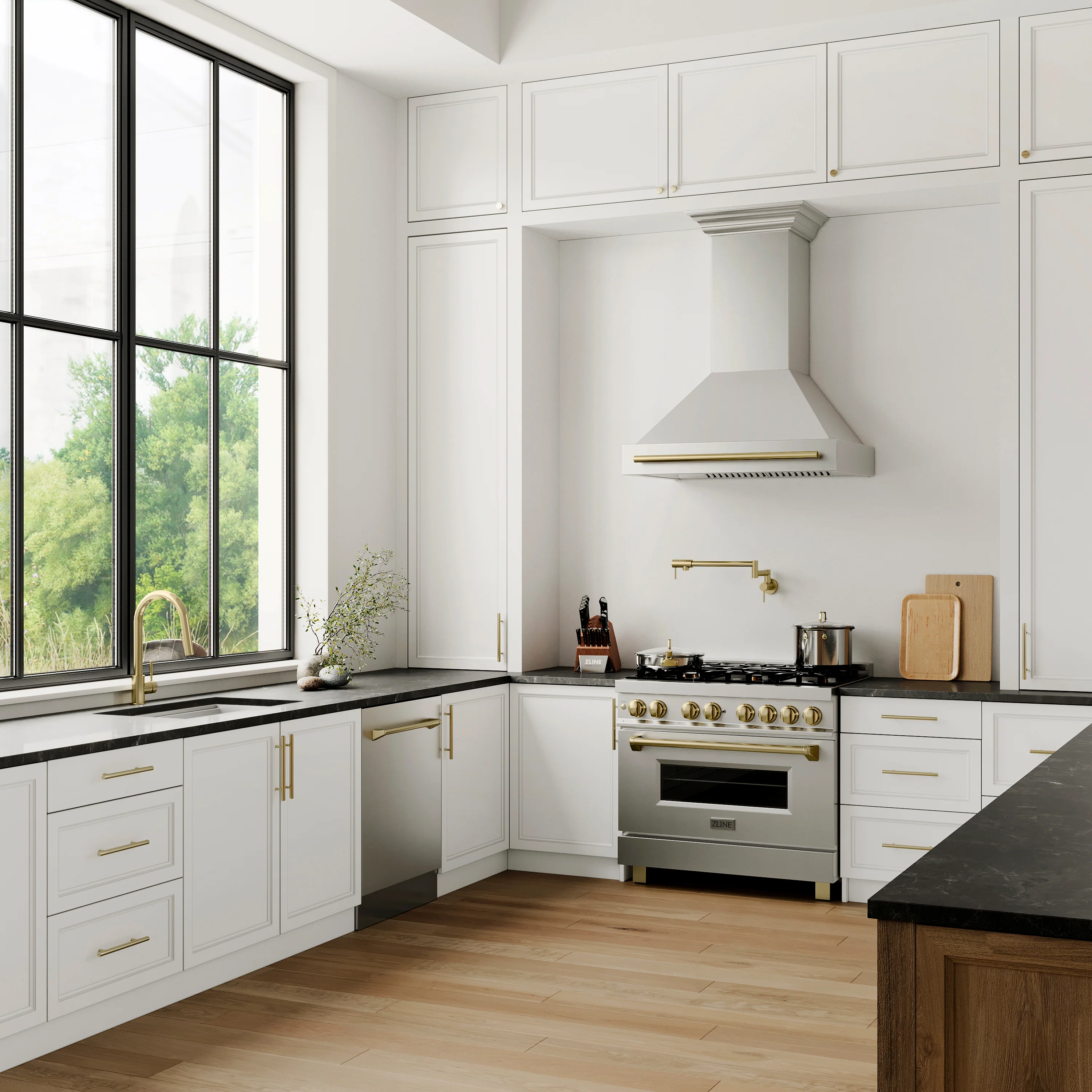 ZLINE Autograph Edition 36 in. Stainless Steel Range Hood with Stainless Steel Shell and Champagne Bronze Handle (8654STZ-36-CB) - Image 7