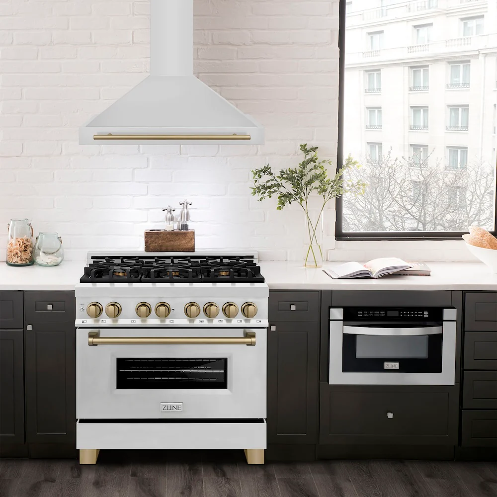 ZLINE 36 in. Autograph Edition Convertible Stainless Steel Range Hood with Stainless Steel Shell and Champagne Bronze Accents (KB4STZ-36-CB) - Image 2