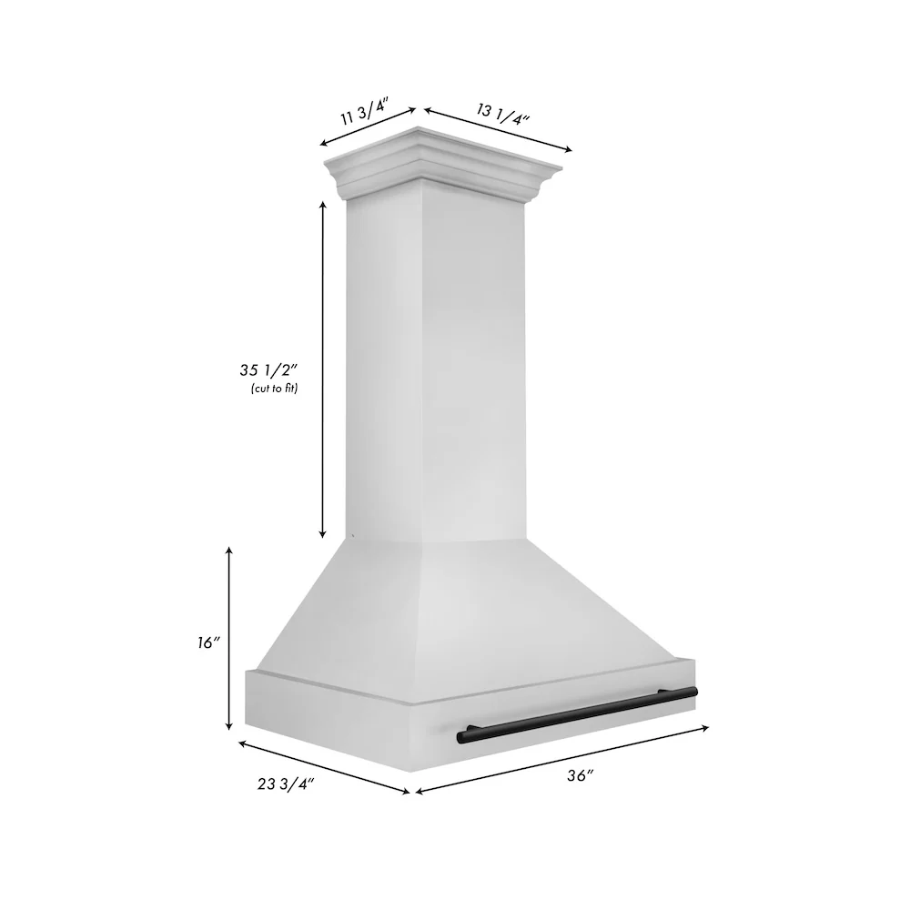 ZLINE Autograph Edition 36 in. Stainless Steel Range Hood with Stainless Steel Shell and Matte Black Handle (8654STZ-36-MB) - Image 8
