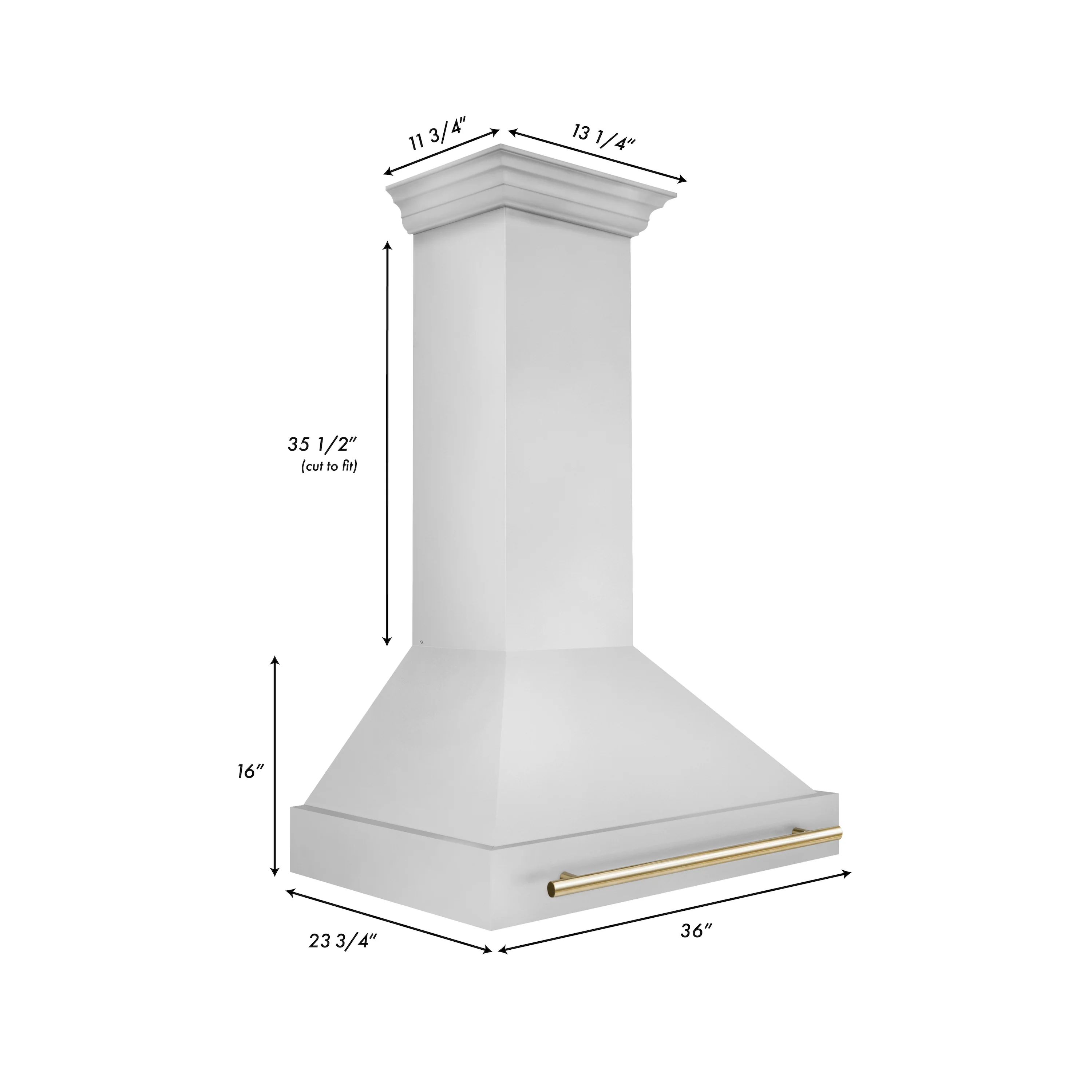 ZLINE Autograph Edition 36 in. Stainless Steel Range Hood with Stainless Steel Shell and Polished Gold Handle (8654STZ-36-G) - Image 12