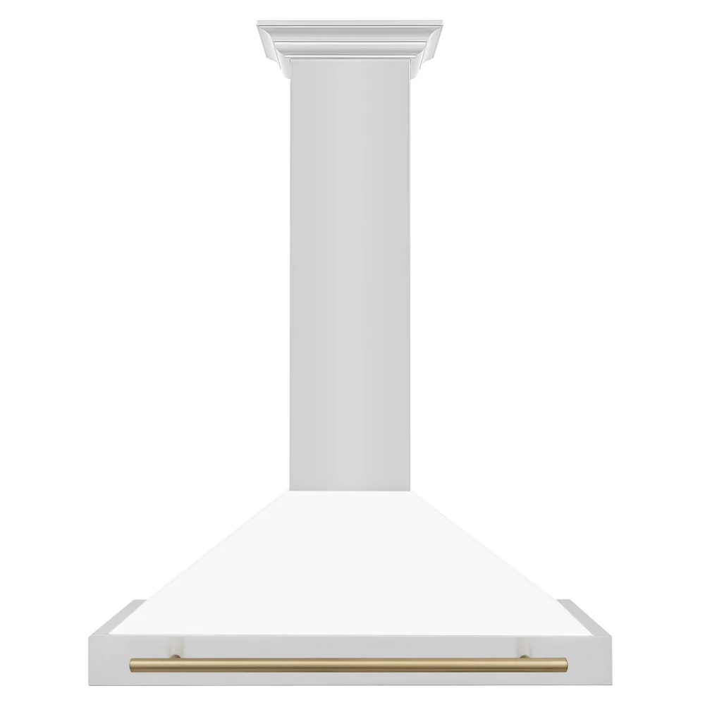 ZLINE 36 in. Autograph Edition Convertible Stainless Steel Range Hood with White Matte Shell and Champagne Bronze Accents (KB4STZ-WM36-CB) - Image 3