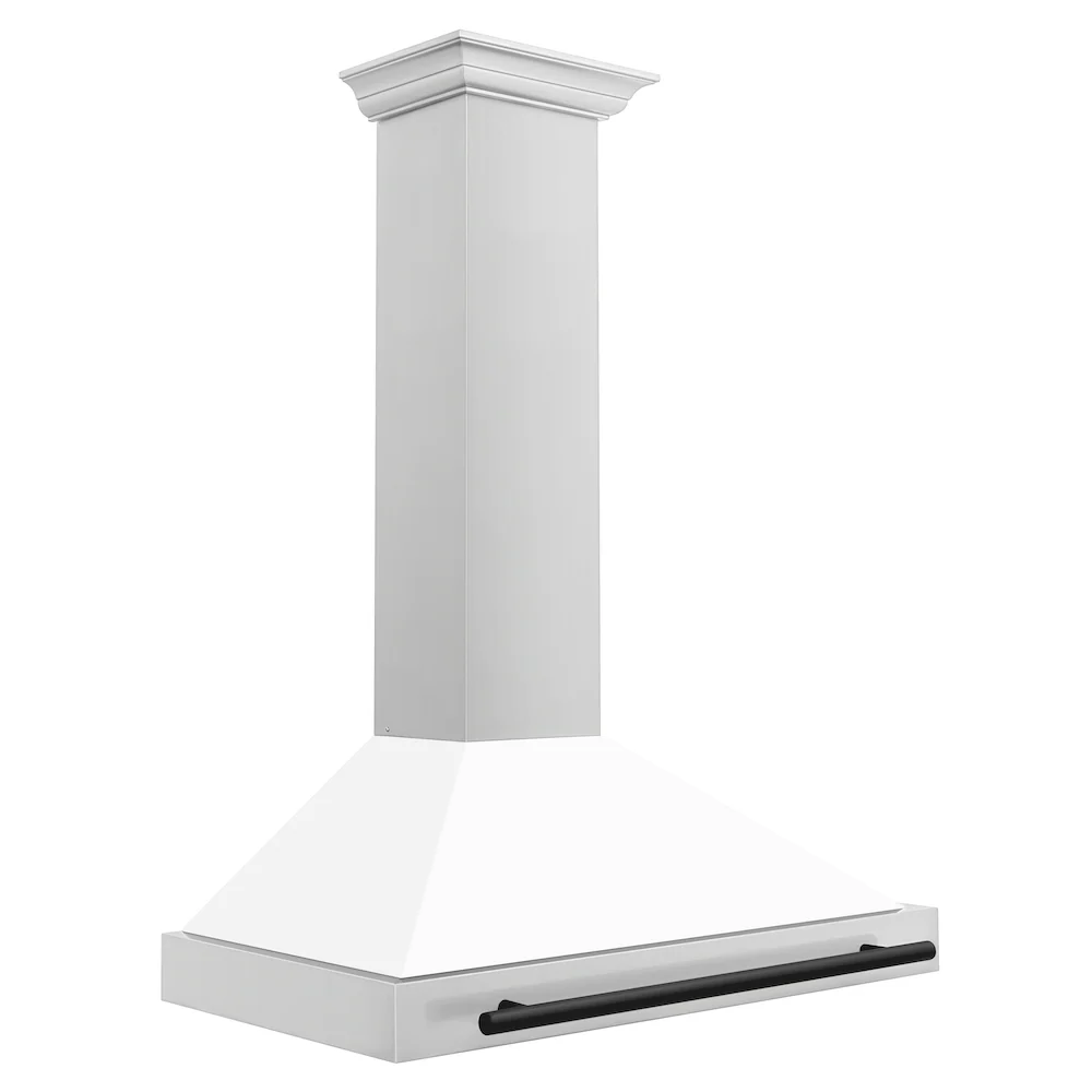 ZLINE 36 in.Autograph Edition Convertible Stainless Steel Range Hood with White Matte Shell and Matte Black Accents (KB4STZ-WM36-MB)