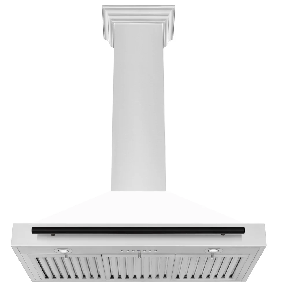 ZLINE 36 in.Autograph Edition Convertible Stainless Steel Range Hood with White Matte Shell and Matte Black Accents (KB4STZ-WM36-MB) - Image 6