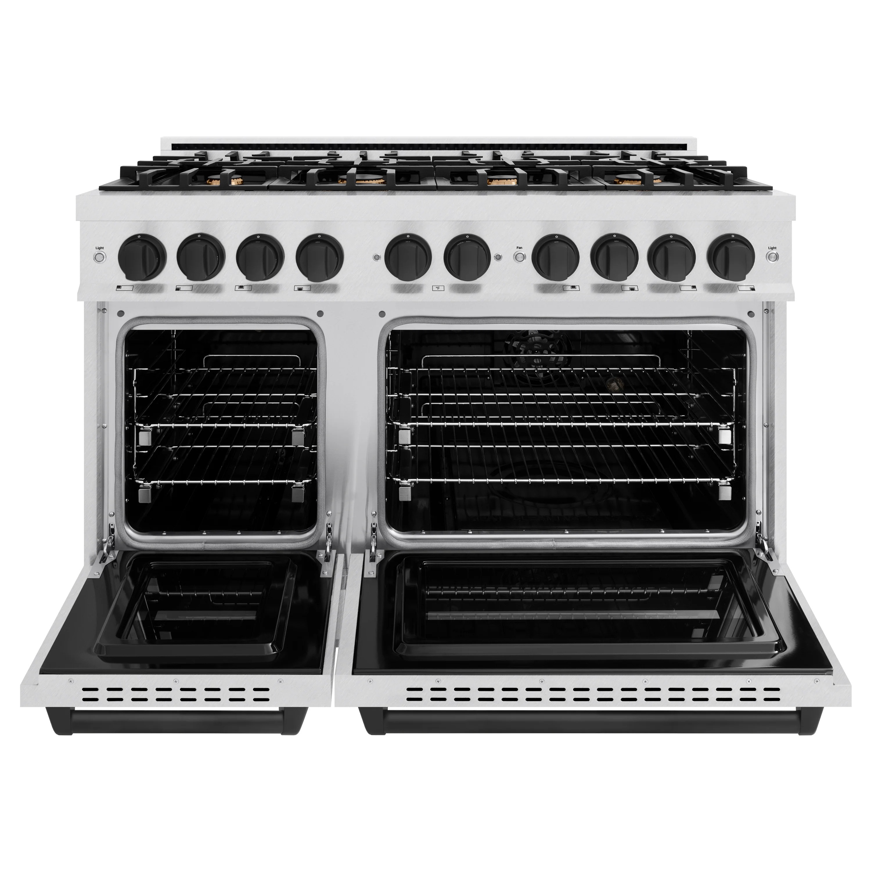 ZLINE Autograph Edition 48 in. 6.7 cu. ft. Classic Double Oven Dual Fuel Range with 8 Burner Gas Cooktop in Satin Stainless Steel and Matte Black Accents (CDRSZ-48-MB) - Image 3