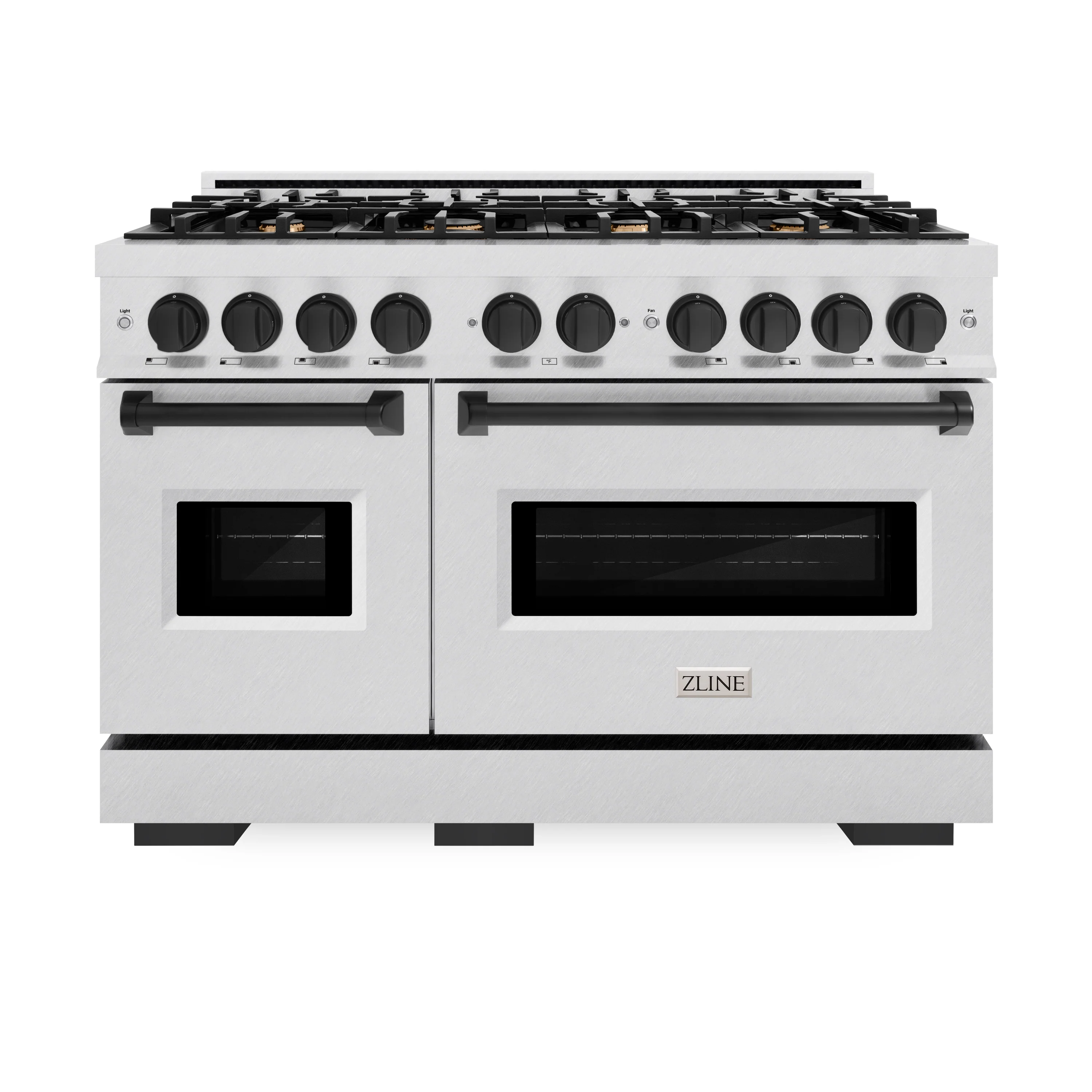 ZLINE Autograph Edition 48 in. 6.7 cu. ft. Classic Double Oven Dual Fuel Range with 8 Burner Gas Cooktop in Satin Stainless Steel with White Matte Doors and Matte Black Accents (CDRSZ-WM-48-MB) - Image 3