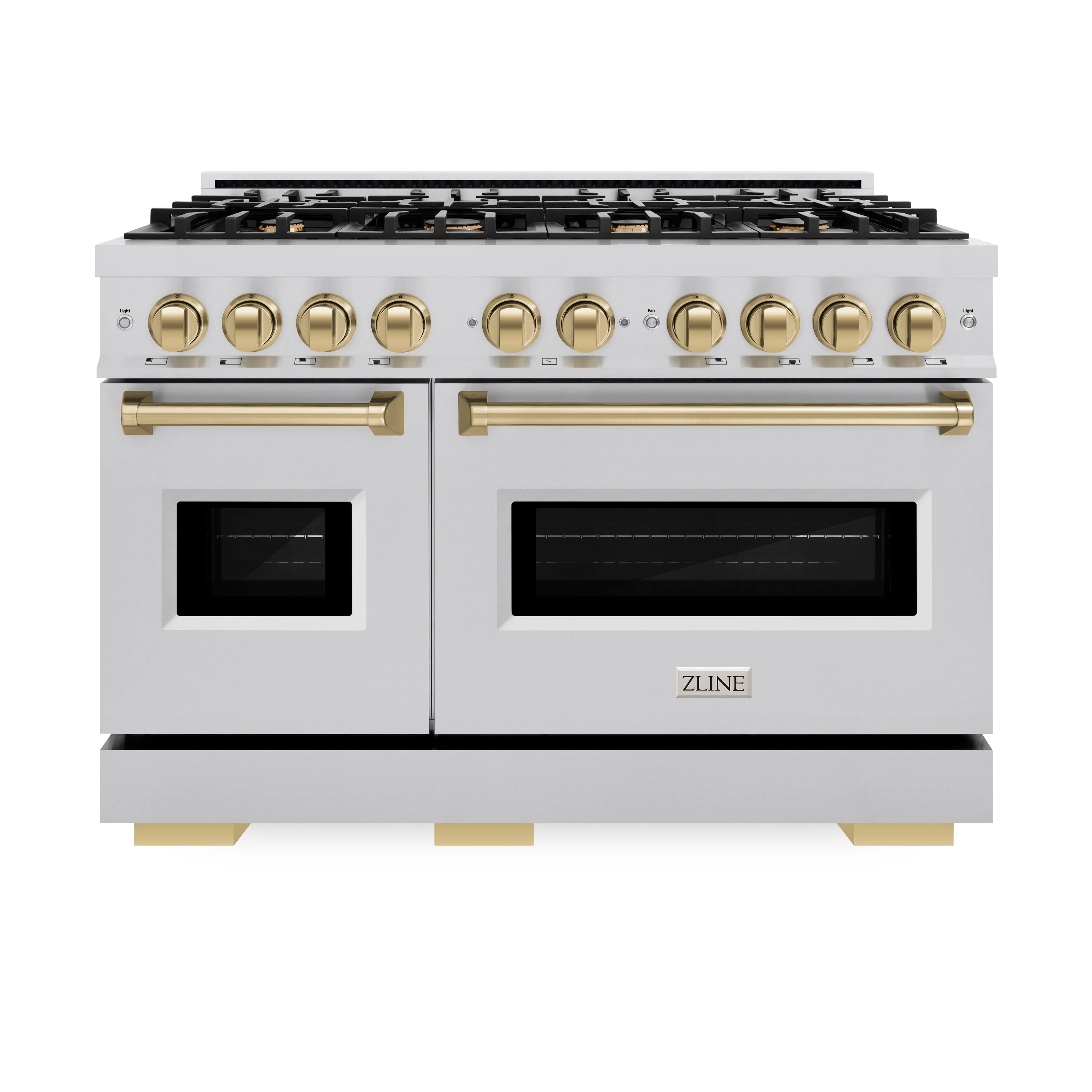 ZLINE Autograph Edition 48 in. 6.7 cu. ft. Classic Double Oven Dual Fuel Range with 8 Burner Gas Cooktop in Stainless Steel and Champagne Bronze Accents (CDRZ-48-CB) - Image 2