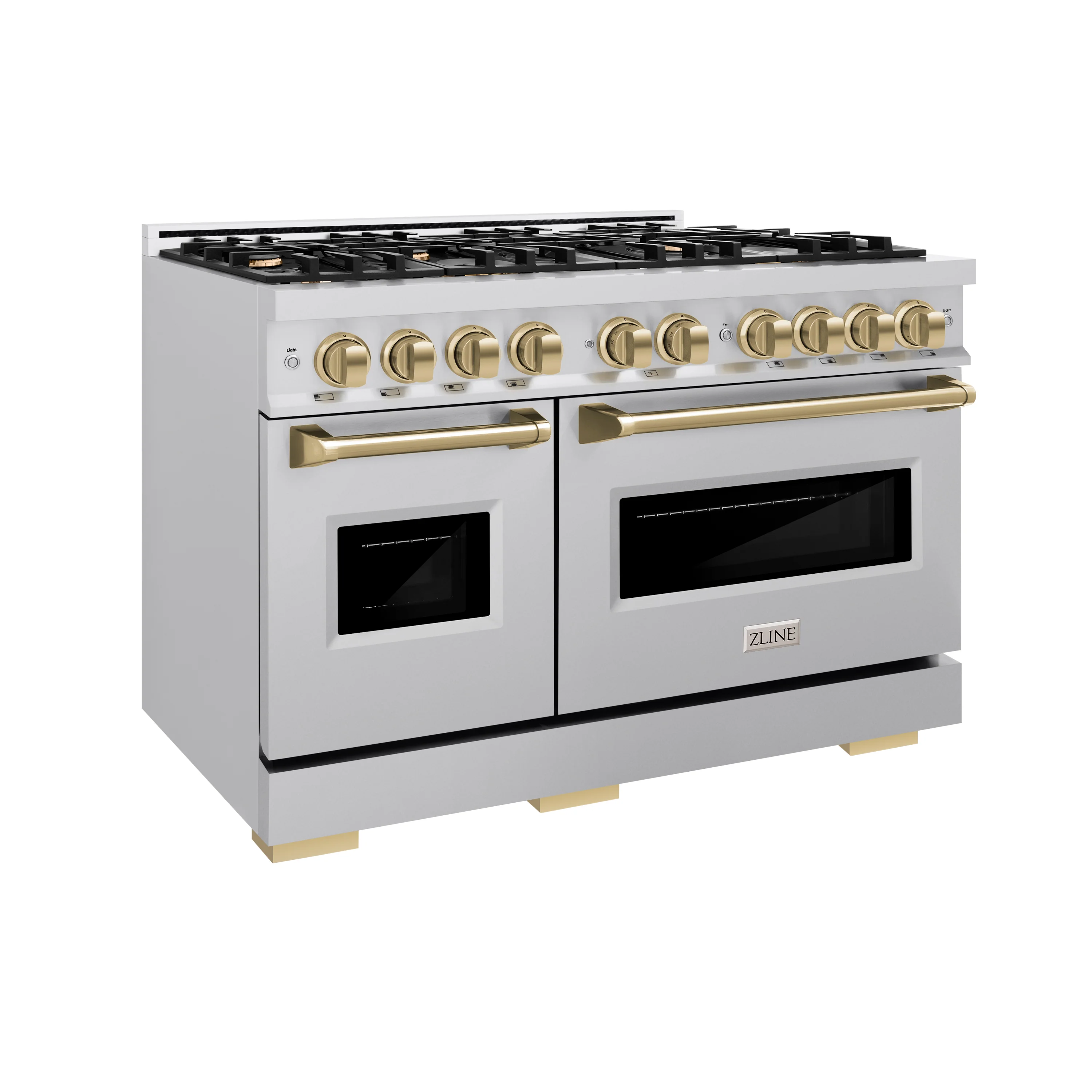 ZLINE Autograph Edition 48 in. 6.7 cu. ft. Classic Double Oven Dual Fuel Range with 8 Burner Gas Cooktop in Stainless Steel and Champagne Bronze Accents (CDRZ-48-CB) - Image 4