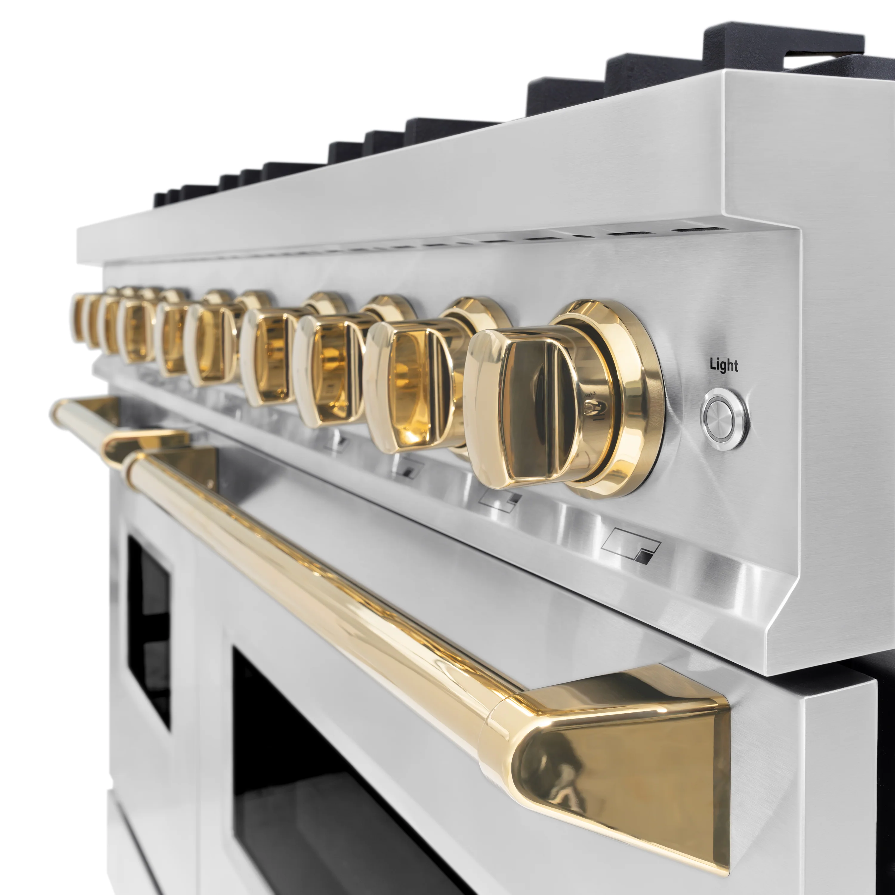 ZLINE Autograph Edition 48 in. 6.7 cu. ft. Classic Double Oven Dual Fuel Range with 8 Burner Gas Cooktop in Stainless Steel and Polished Gold Accents (CDRZ-48-G) - Image 10