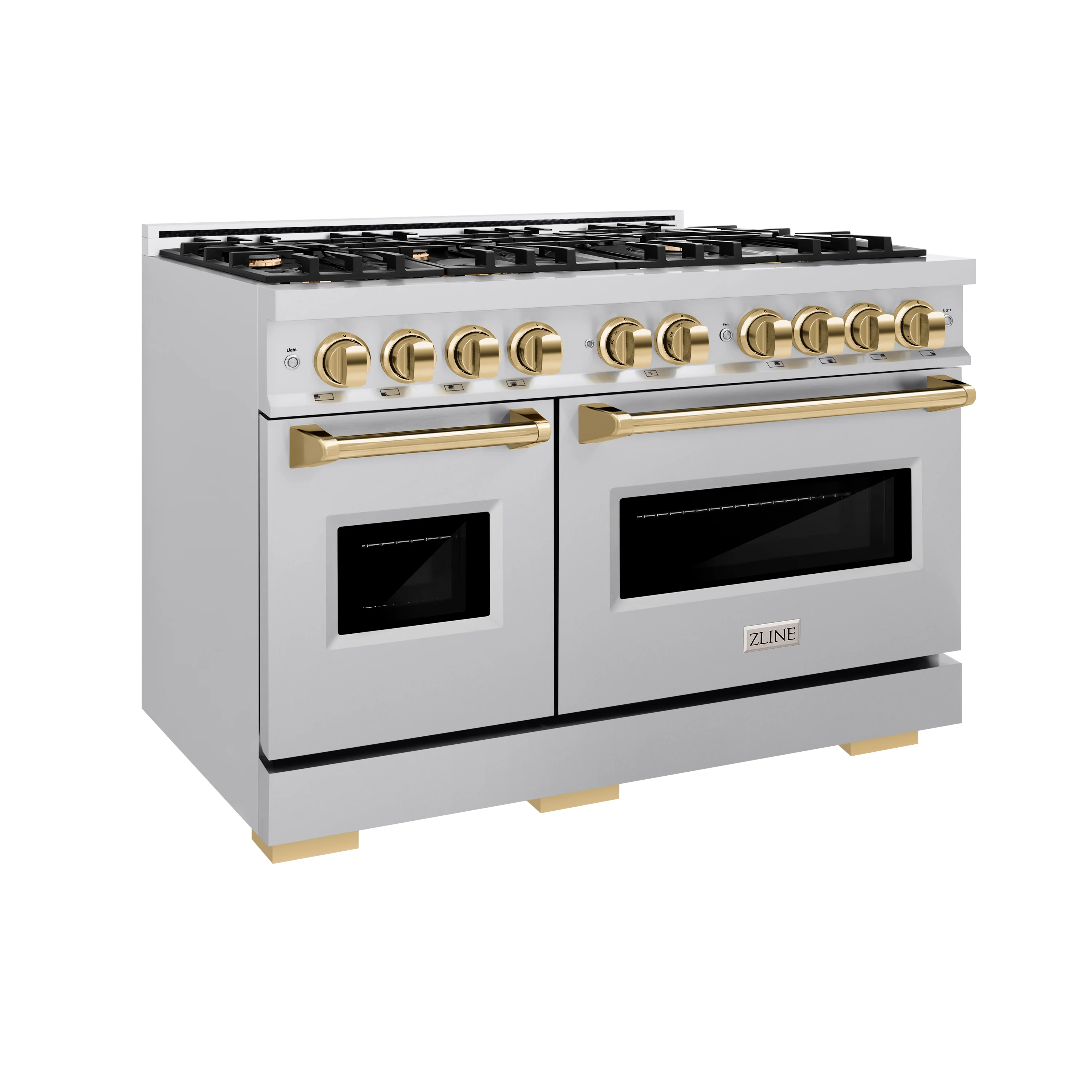 ZLINE Autograph Edition 48 in. 6.7 cu. ft. Classic Double Oven Dual Fuel Range with 8 Burner Gas Cooktop in Stainless Steel and Polished Gold Accents (CDRZ-48-G) - Image 4
