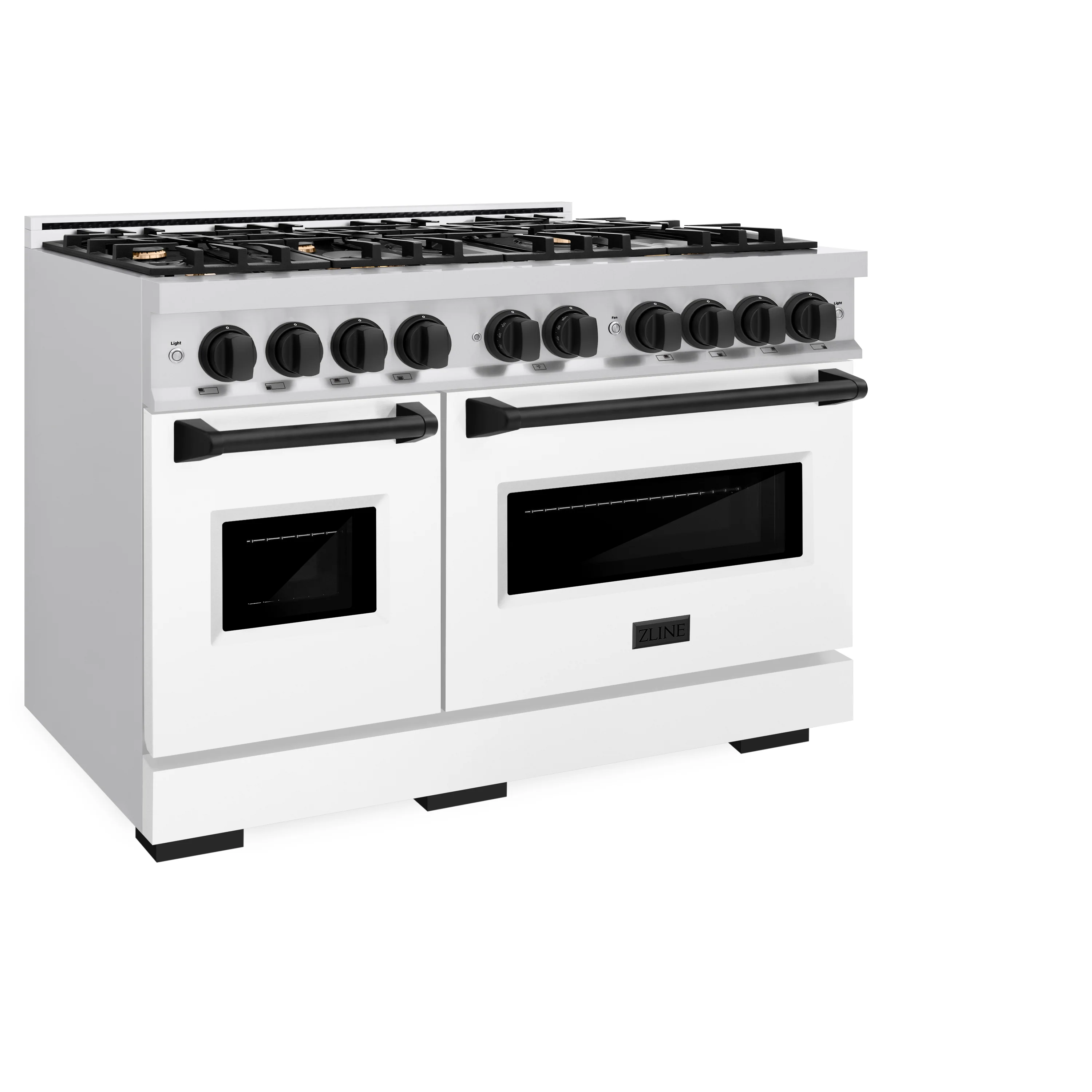 ZLINE Autograph Edition 48 in. 6.7 cu. ft. Classic Double Oven Dual Fuel Range with 8 Burner Gas Cooktop in Stainless Steel with White Matte Door and Matte Black Accents (CDRZ-WM-48-MB) - Image 5