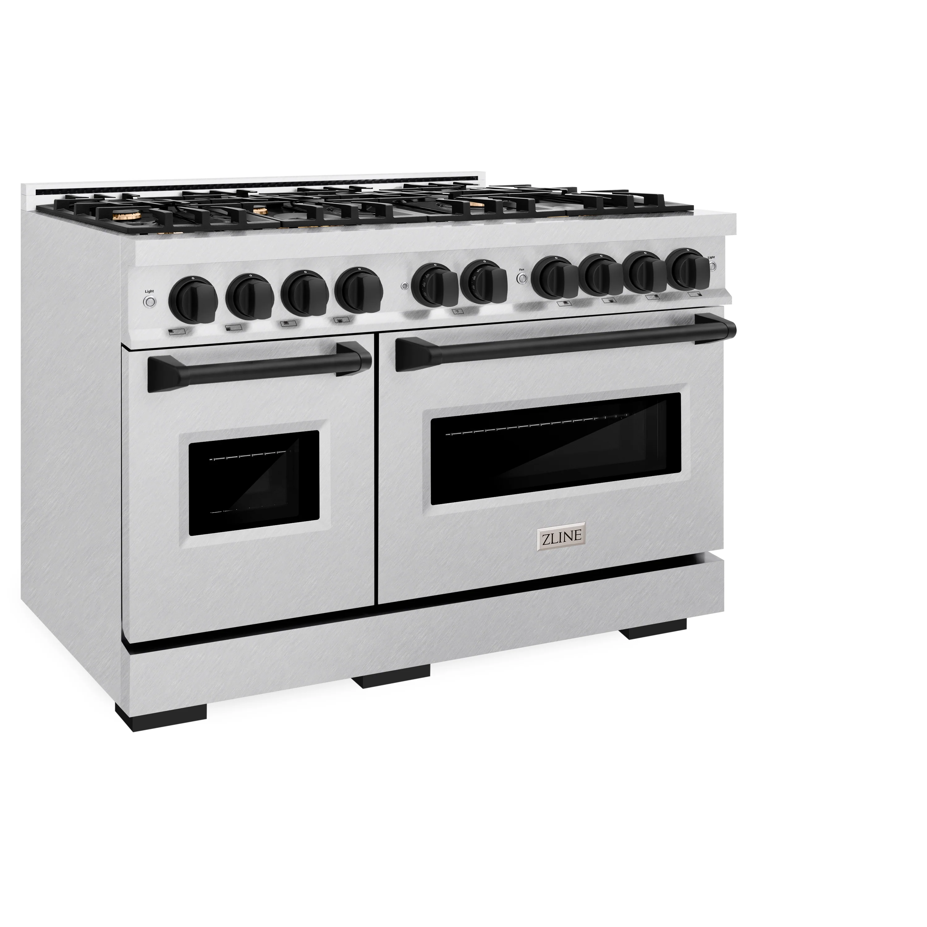 ZLINE Autograph Edition 48 in. 6.7 cu. ft. Classic Double Oven Gas Range with 8 Burner Cooktop in Satin Stainless Steel and Matte Black Accents (CGRSZ-48-MB) - Image 4