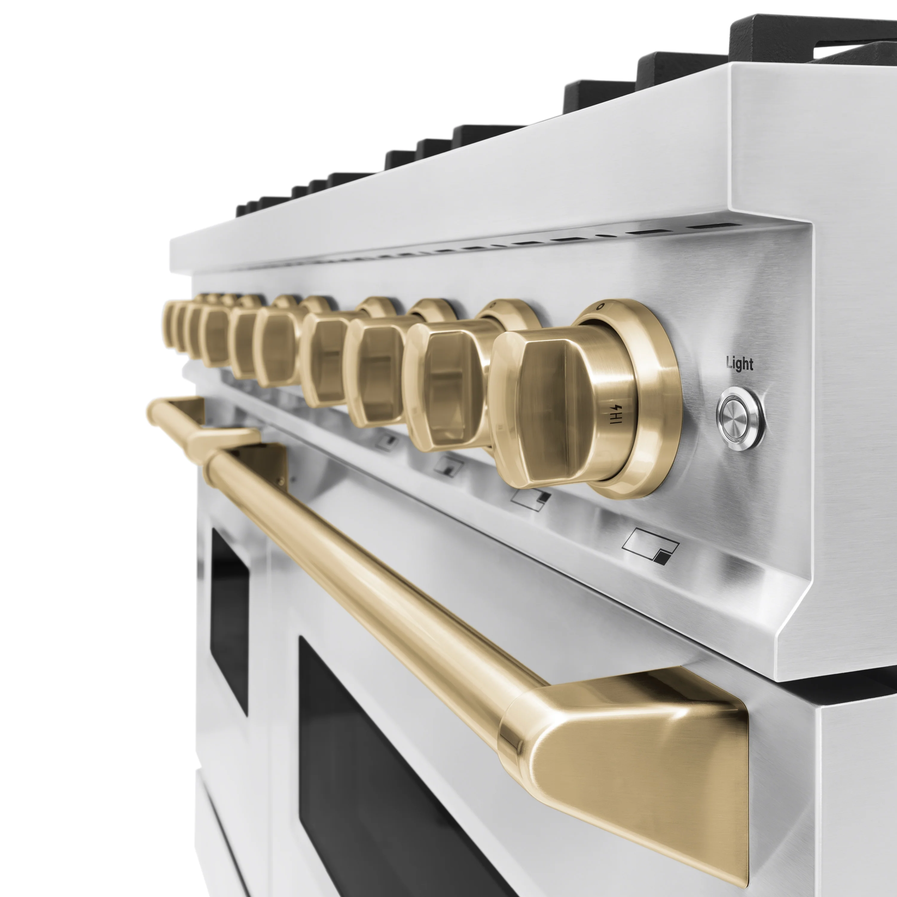 ZLINE Autograph Edition 48 in. 6.7 cu. ft. Classic Double Oven Gas Range with 8 Burner Cooktop in Stainless Steel and Champagne Bronze Accents (CGRZ-48-CB) - Image 10
