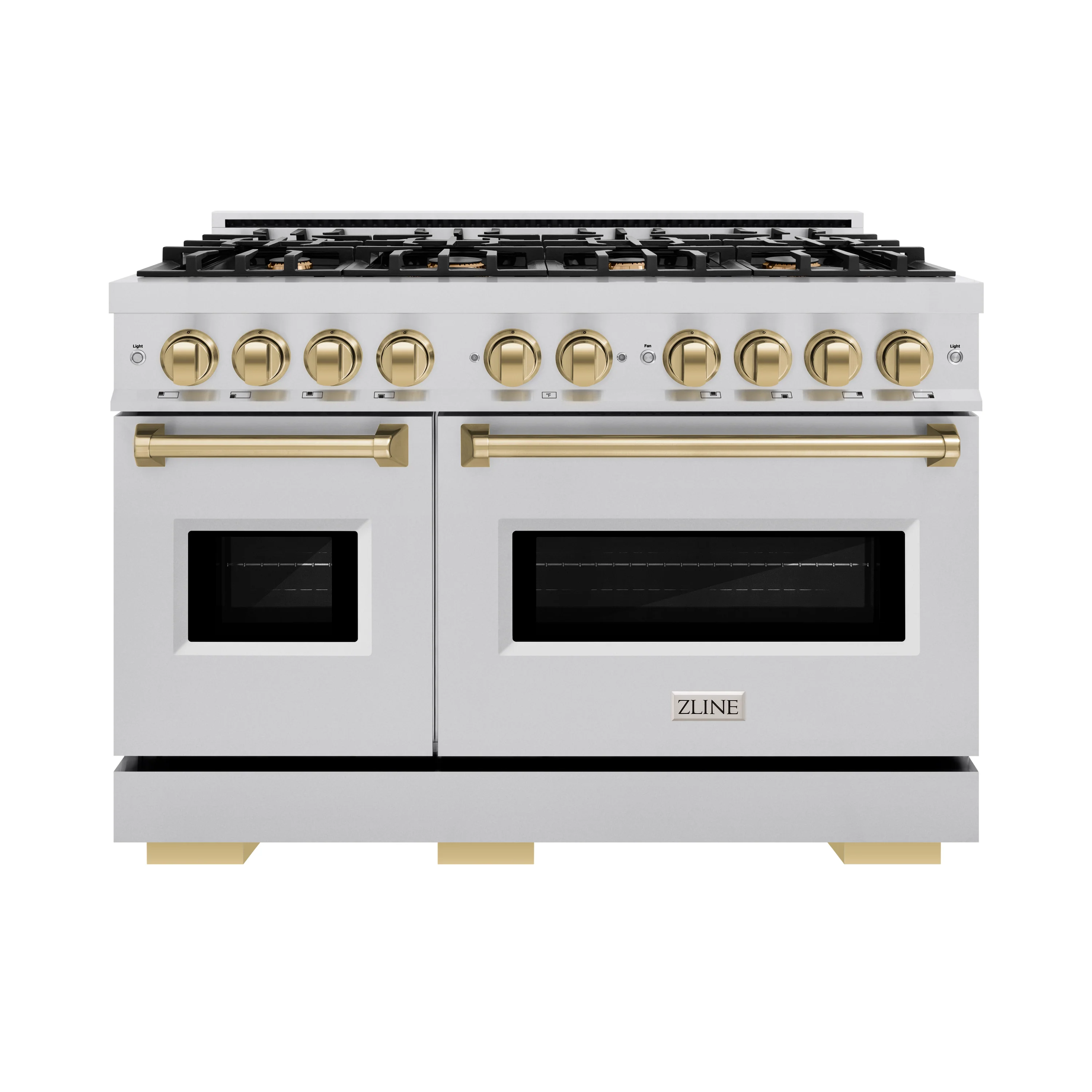 ZLINE Autograph Edition 48 in. 6.7 cu. ft. Classic Double Oven Gas Range with 8 Burner Cooktop in Stainless Steel and Champagne Bronze Accents (CGRZ-48-CB) - Image 2