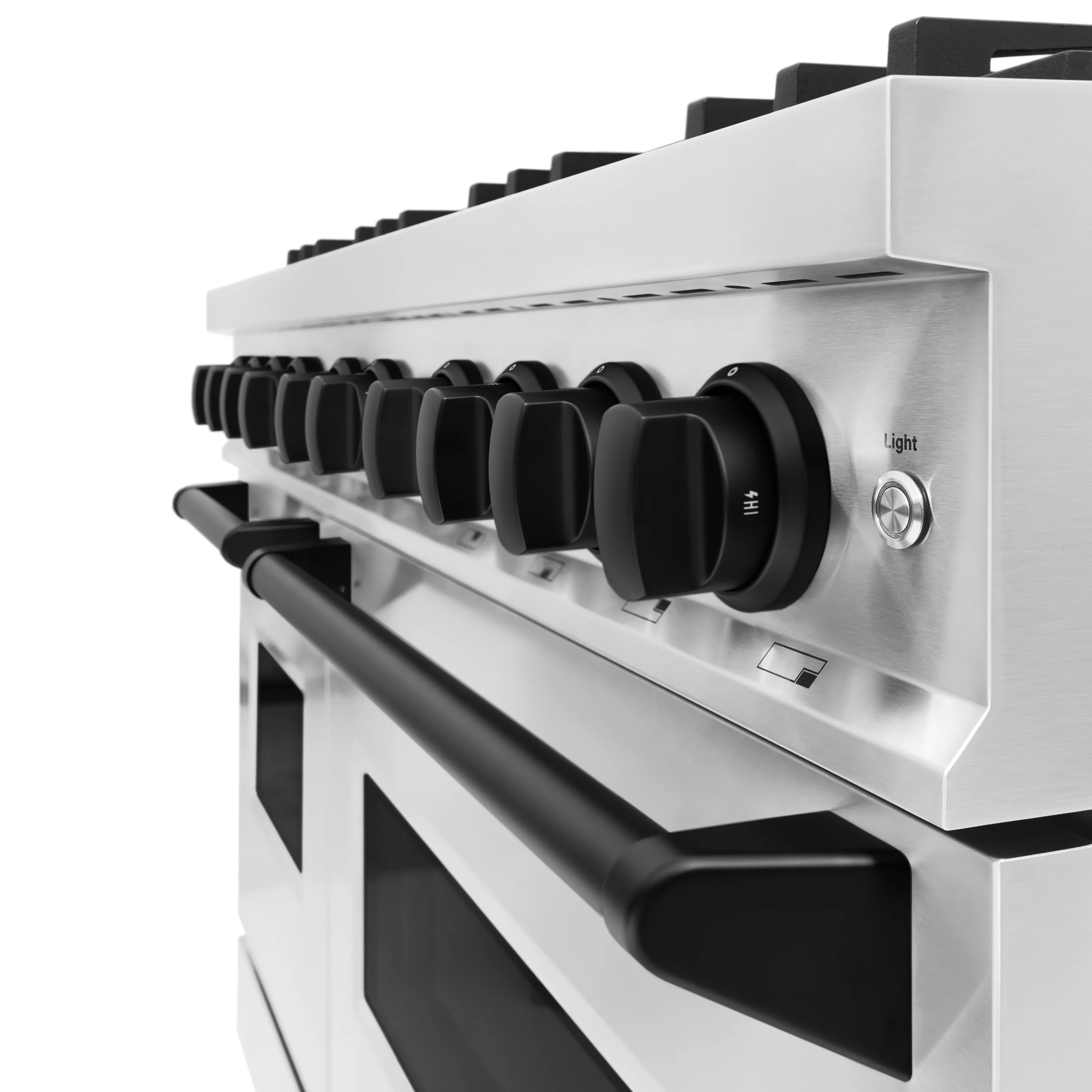 ZLINE Autograph Edition 48 in. 6.7 cu. ft. Classic Double Oven Gas Range with 8 Burner Cooktop in Stainless Steel and Matte Black Accents (CGRZ-48-MB) - Image 6