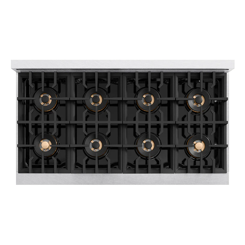 ZLINE Autograph Edition 48 in. Classic Gas Rangetop with 8 Burner DuoPro™ Cooktop in Satin Stainless Steel and Matte Black Accents (PCRTSZ-48-MB) - Image 3
