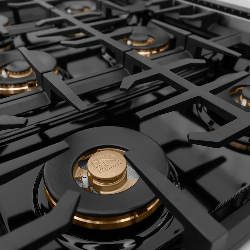 ZLINE Autograph Edition 48 in. Classic Gas Rangetop with 8 Burner DuoPro™ Cooktop in Stainless Steel and Champagne Bronze Accents (PCRTZ-48-CB) - Image 4