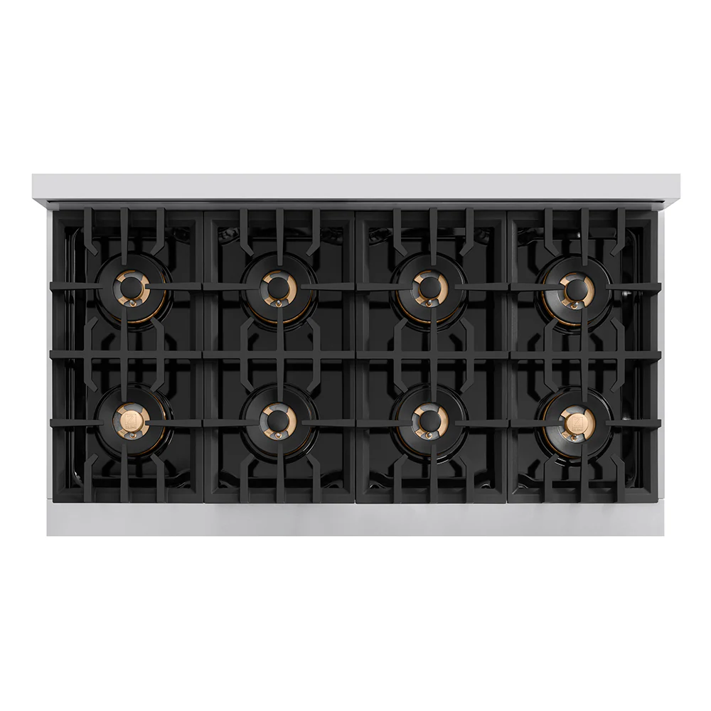 ZLINE Autograph Edition 48 in. Classic Gas Rangetop with 8 Burner DuoPro™ Cooktop in Stainless Steel and Polished Gold Accents (PCRTZ-48-G) - Image 3