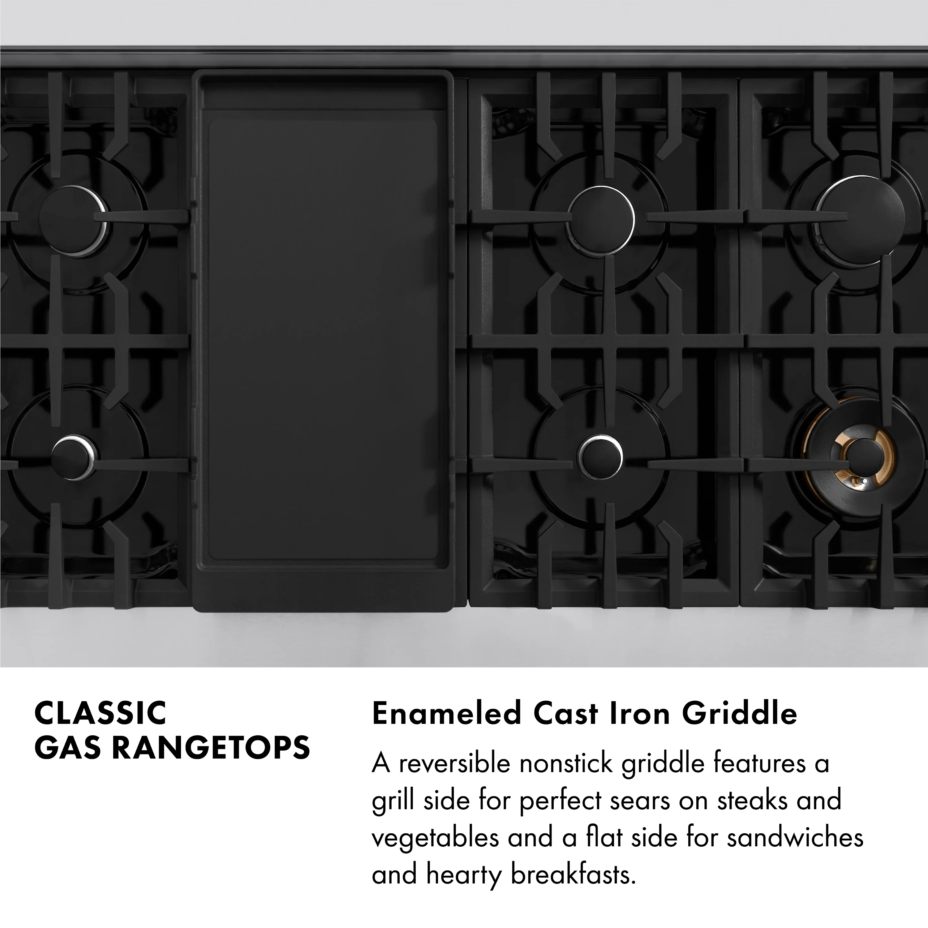 ZLINE Autograph Edition 48 in. Classic Gas Rangetop with 8 Burners and Porcelain Cooktop in Stainless Steel with Champagne Bronze Accents (RTZ-48-CB) - Image 12