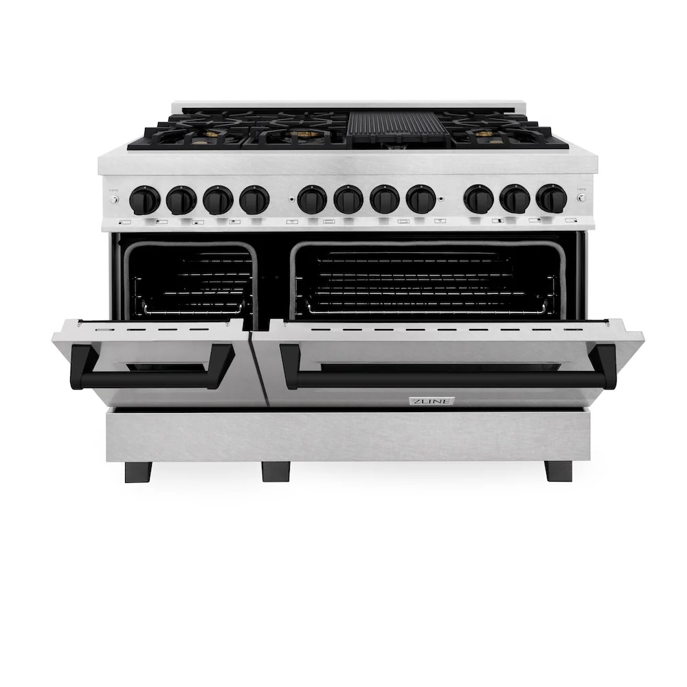 ZLINE Autograph Edition 48 in. 6.0 cu. ft. Legacy Dual Fuel Range with 7 Burner Gas Cooktop and 2 Electric Ovens in Satin Stainless Steel and Matte Black Accents, Open Box-Great Condition - Image 5